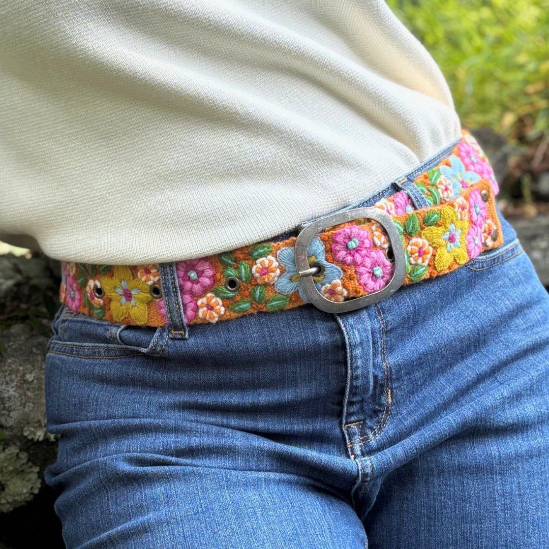 Jenny Krauss- In the Garden Floral Embroidered Wool Belt
