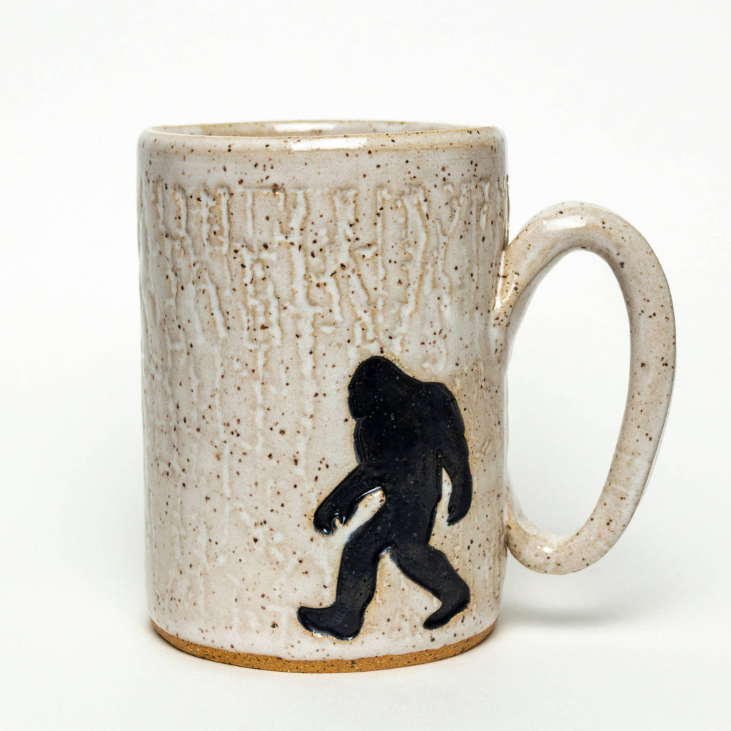 White Squirrel Clayworks- Sasquatch / Bigfoot Handmade in Ohio Ceramic White 14oz Mug