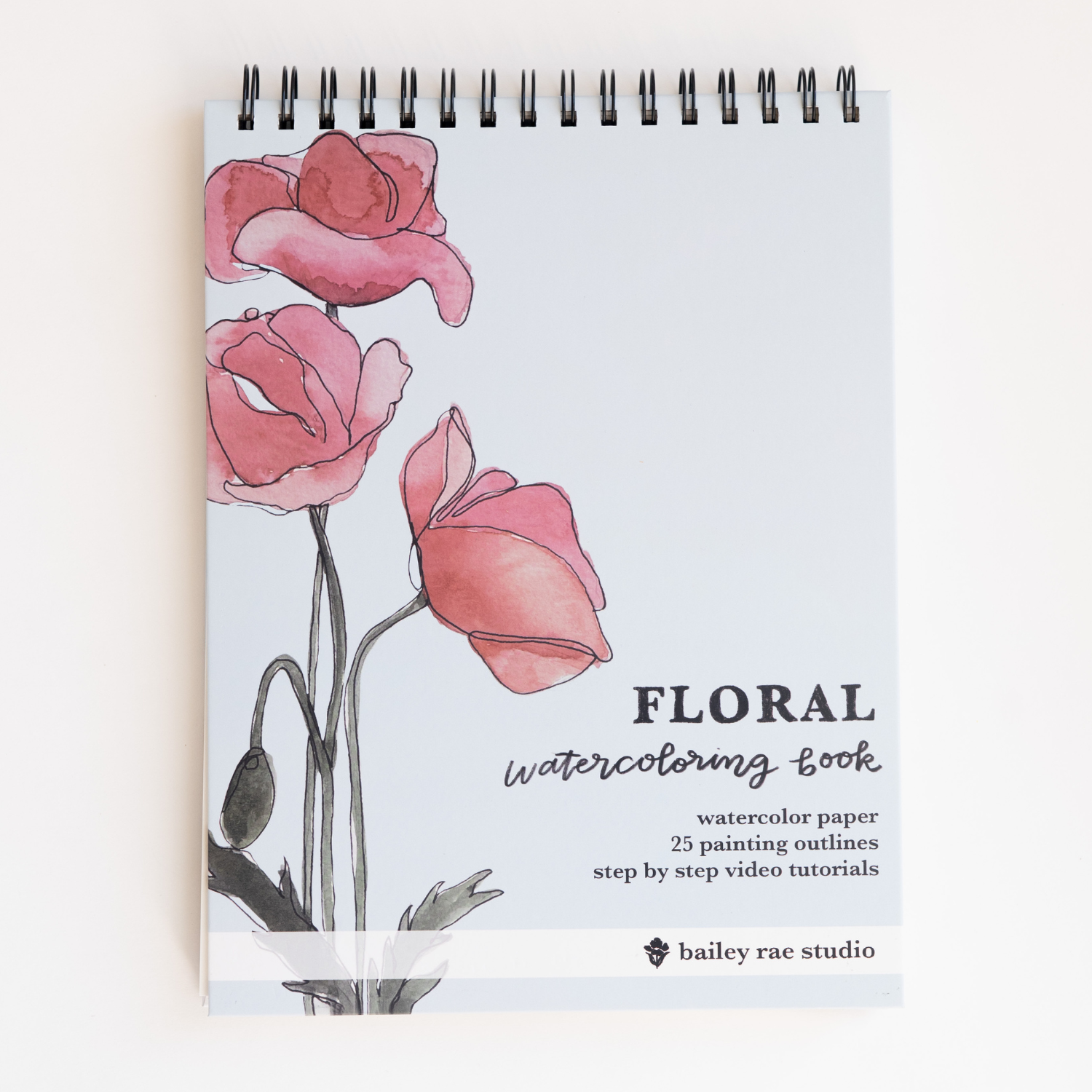 Bailey Rae Studio- Floral Watercoloring Book - Outlines with Video Tutorials