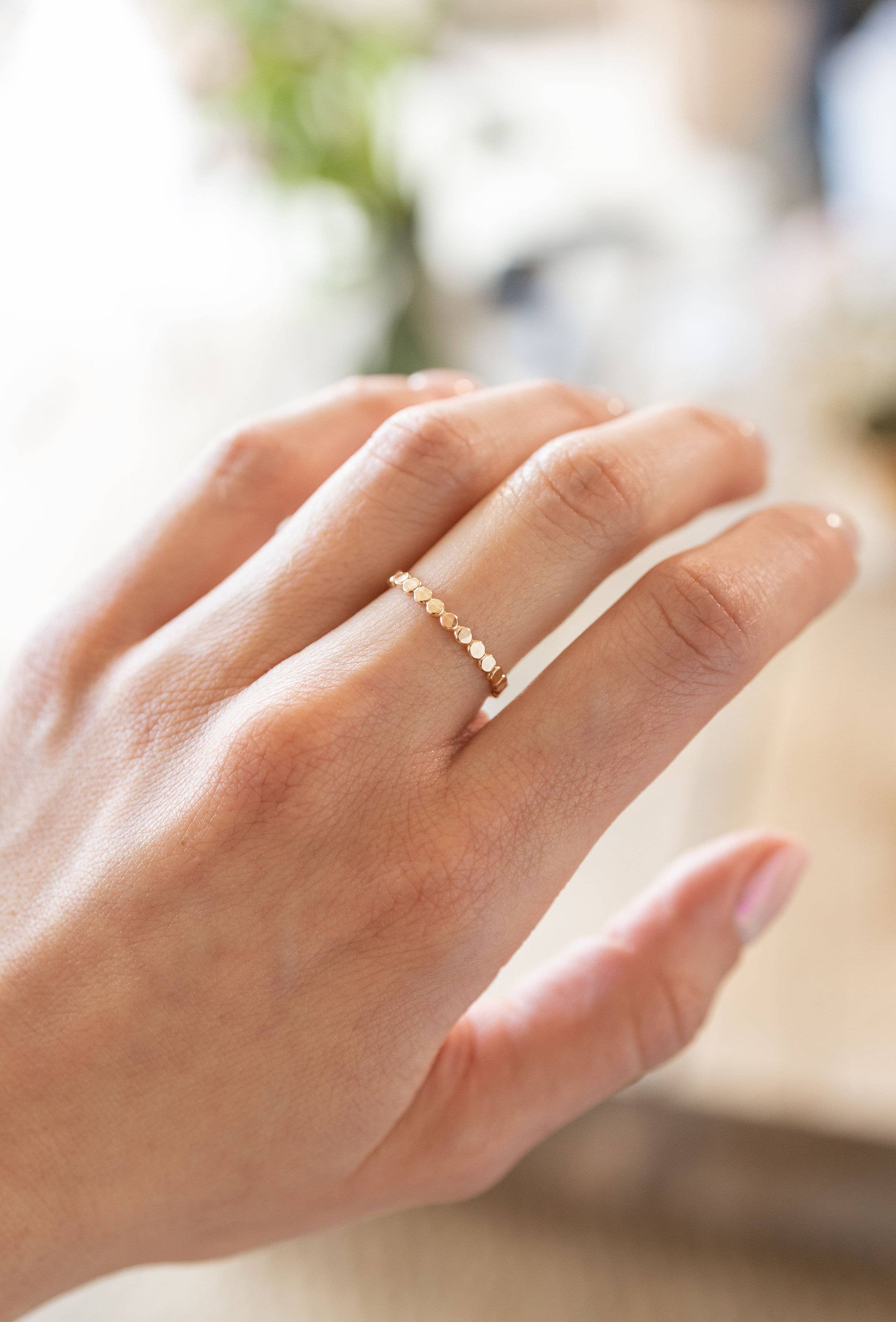 Land of Salt- Coin Hammered Disc Stacking Ring in 14k Gold Filled