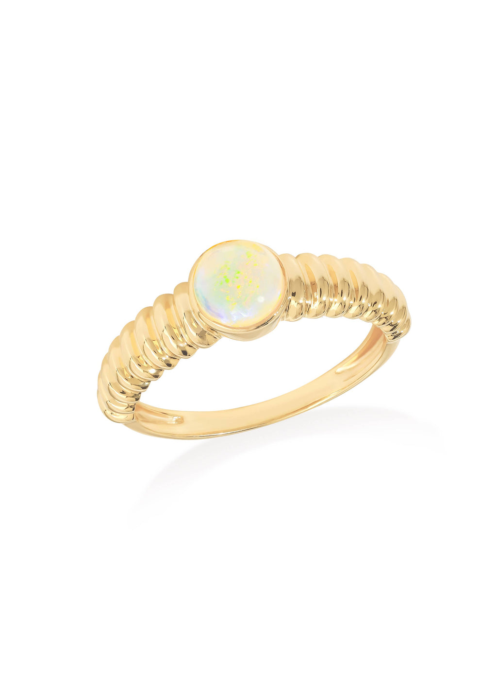Tiramisu- Sculpted Gold Plated Silver Ring with Opal Textured Elegance