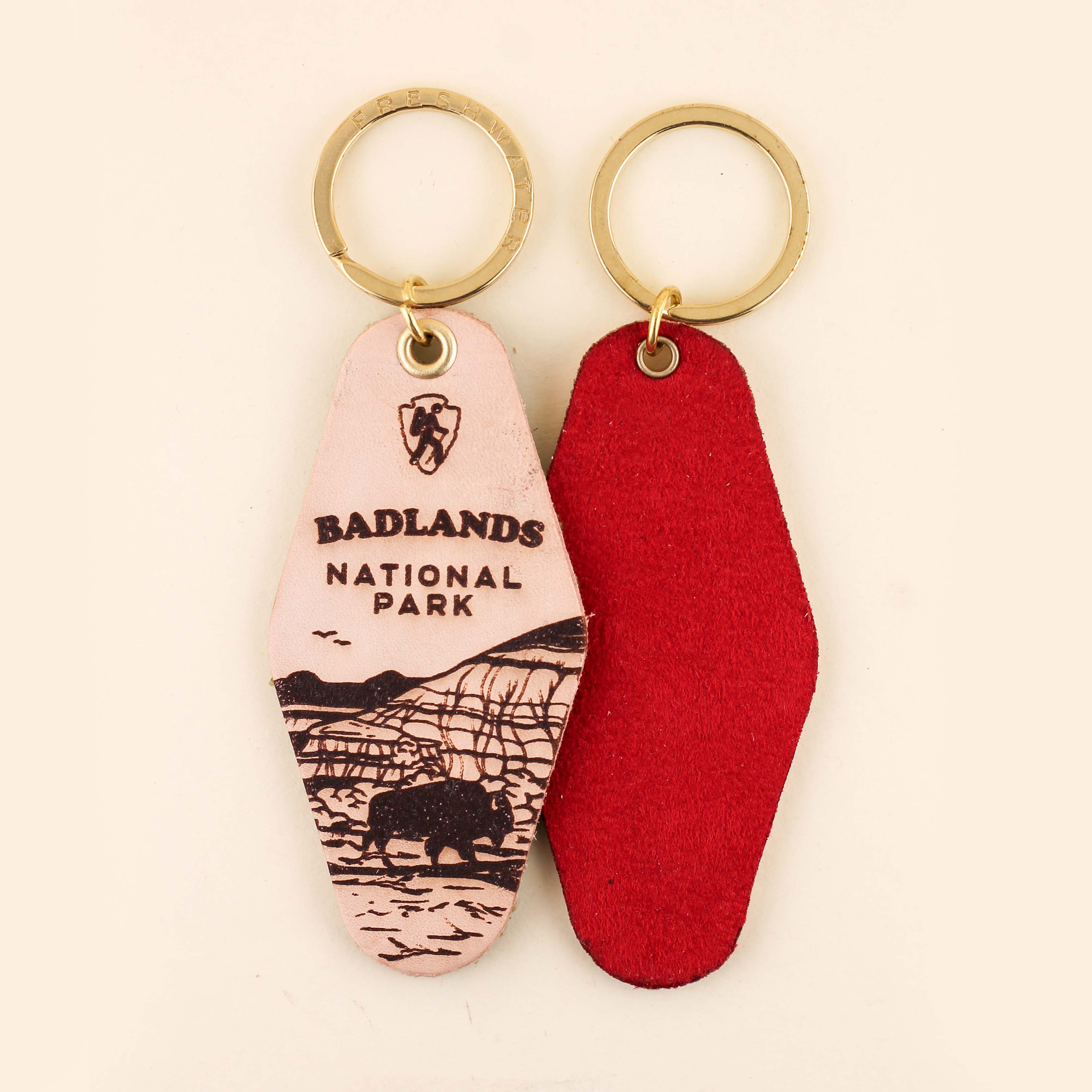 Freshwater Curated Goods- National Park Hotel Leather Keychain