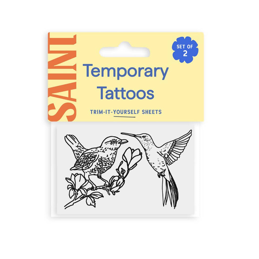 Saint Tattoos- Blackbird and Hummingbird Temporary Tattoos