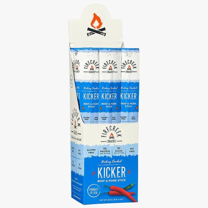 FireCreek Snacks- Kicker Spicy Beef & Pork Meat Sticks - 20ct Beef Jerky Stick