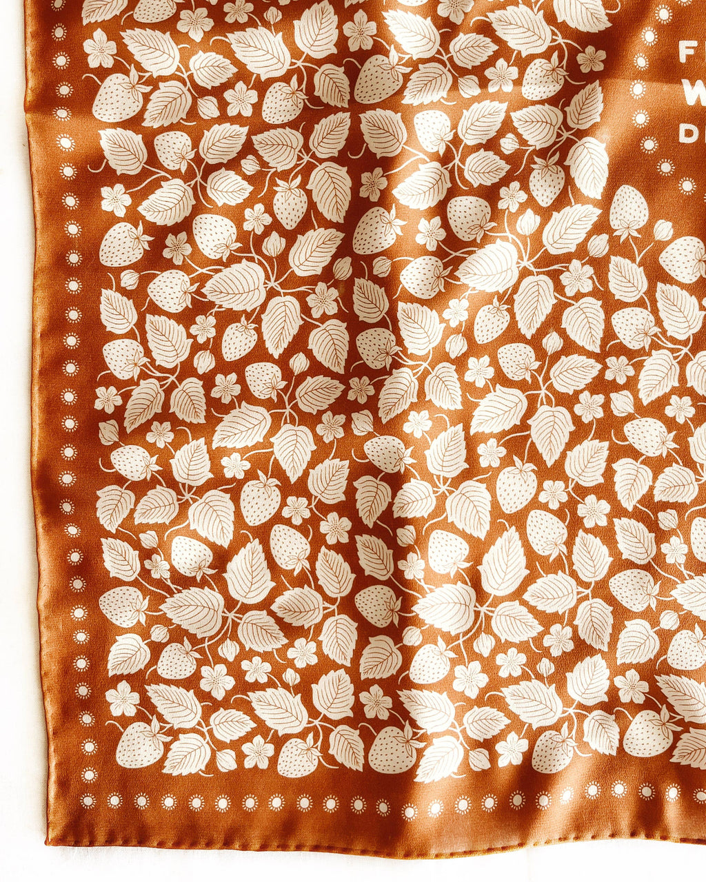 Flora West Design- 100% Silk Bandana Scarf Strawberry Patch Western Style