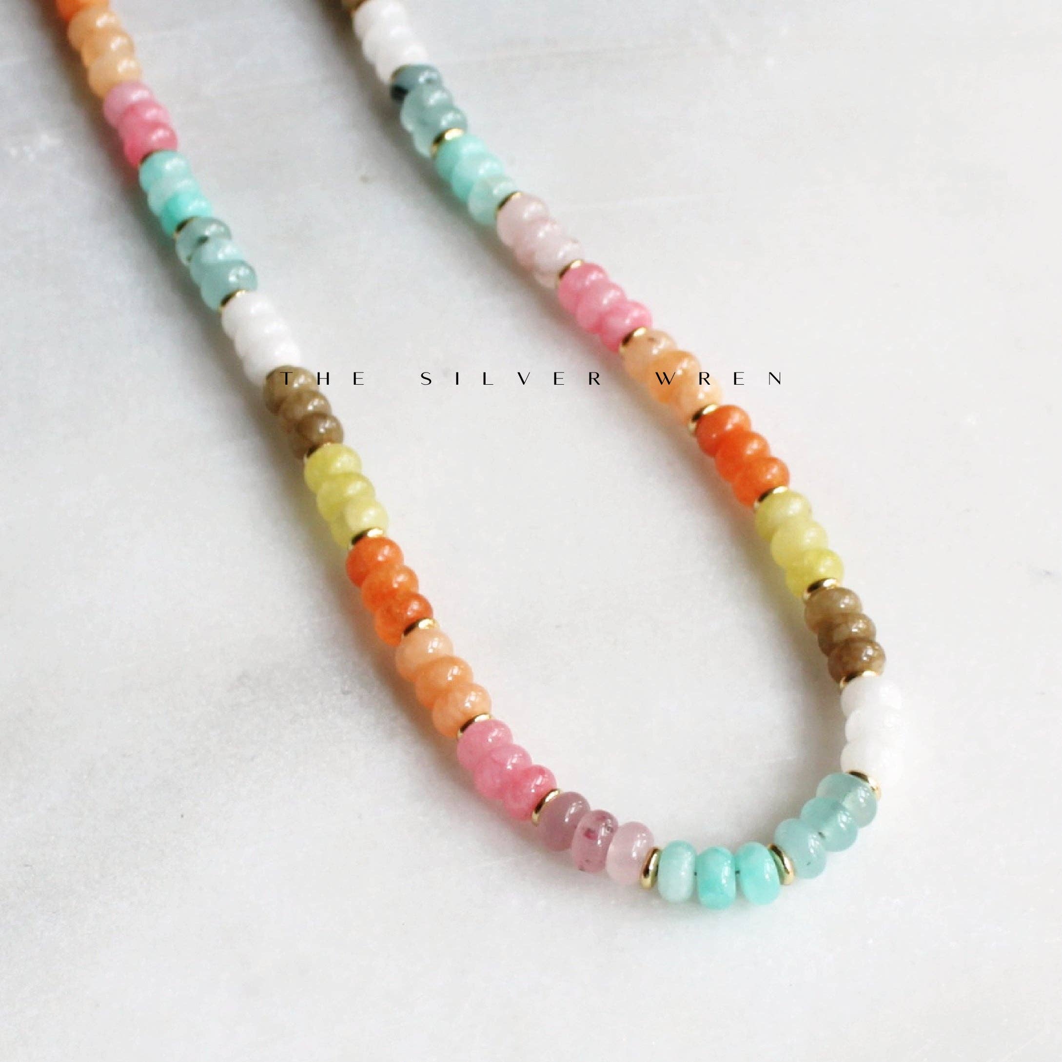 The Silver Wren- Stone Candy Necklace, Trendy Fashion Summer Jewelry