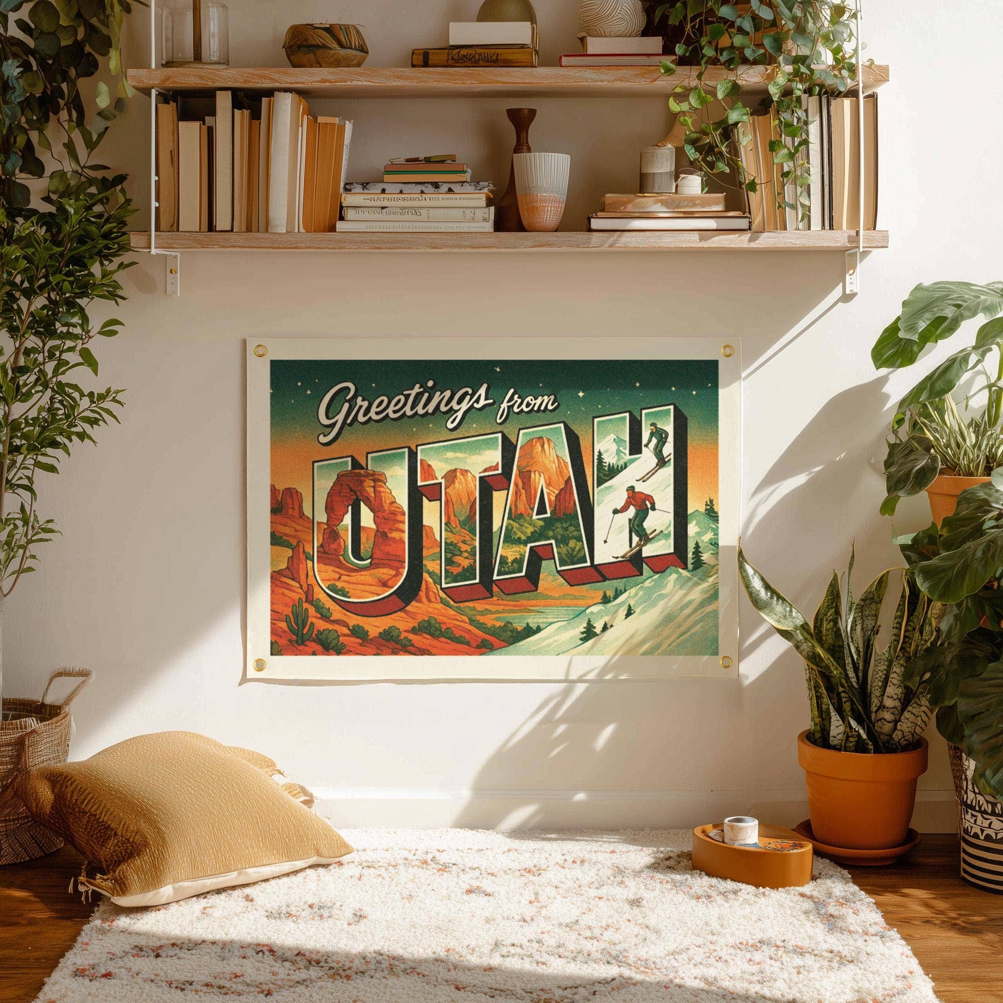 Benoit's Design Co.- Greetings From Utah State Postcard Felt Banner