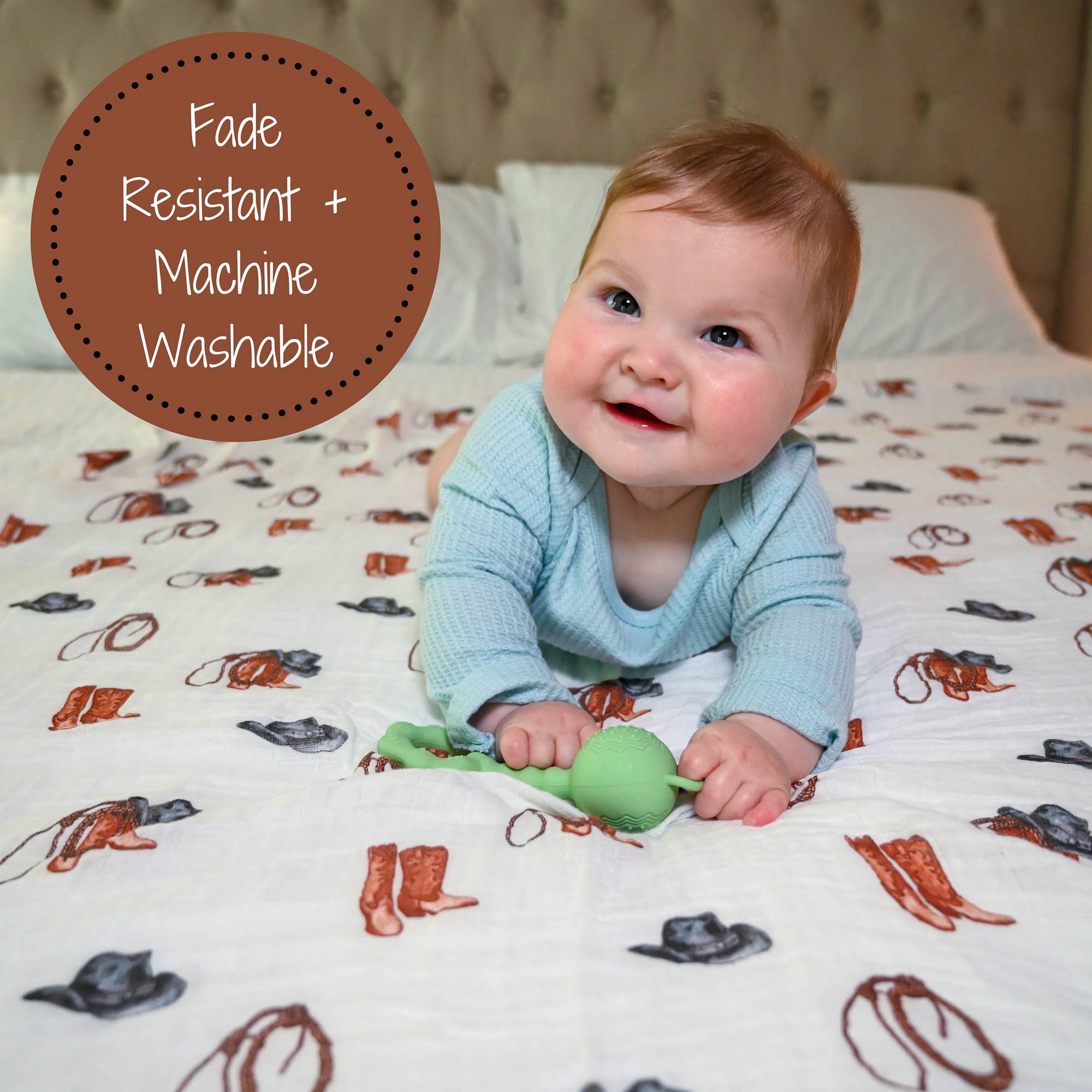 LollyBanks- Life Is Better In Boots Western Baby Muslin Swaddle Blanket