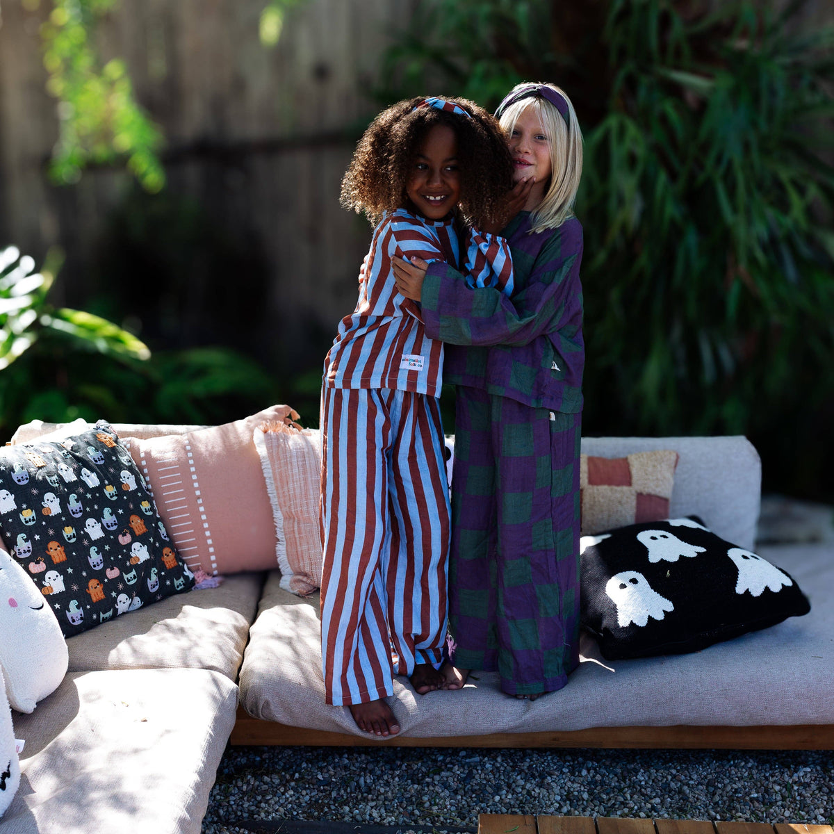 Minimalist Folk Co.- MAYA SET | 2 PIECE OUTFIT | RUSTY + BLUE STRIPES | GIRLS