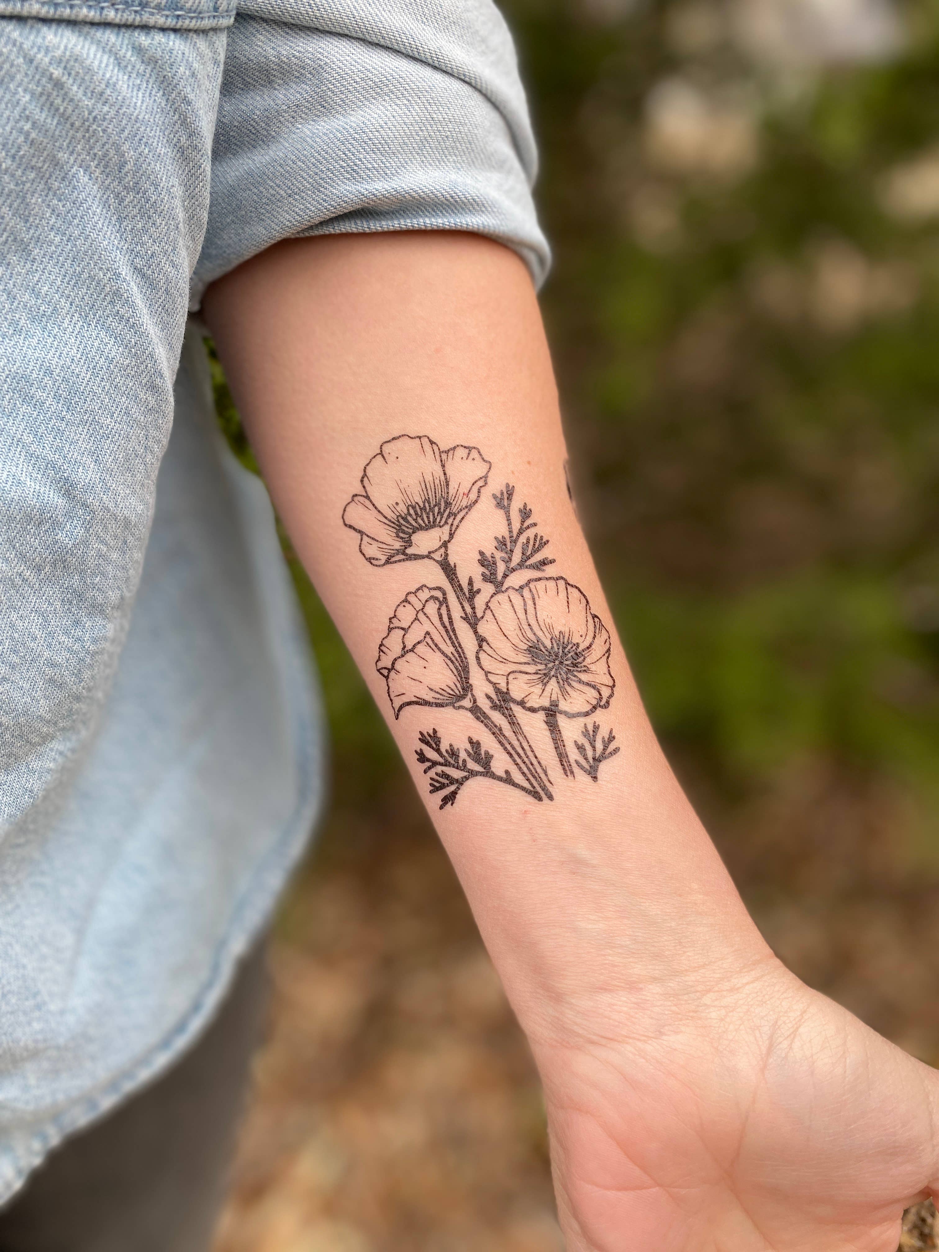 NatureTats- Golden Poppy Temporary Tattoo