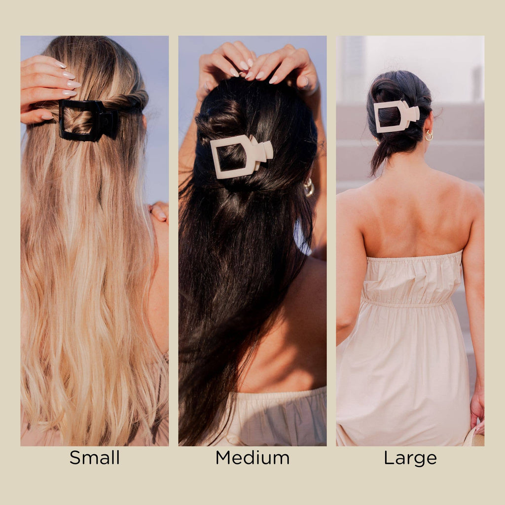 TELETIES- Square Flat Hair Clip | Large | Blonde Tortoise