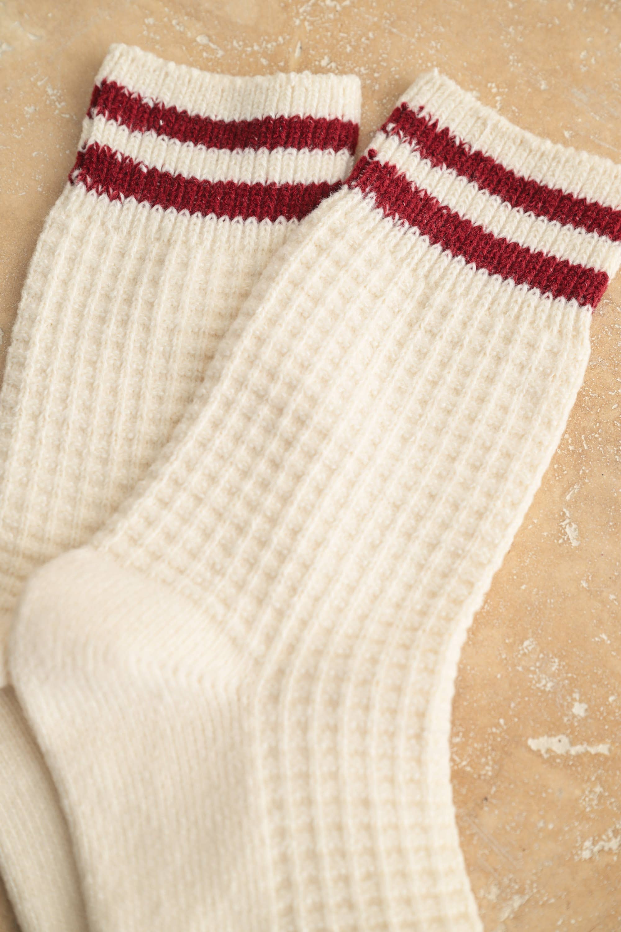 MIOU MUSE- Waffle Pattern Stripped Socks