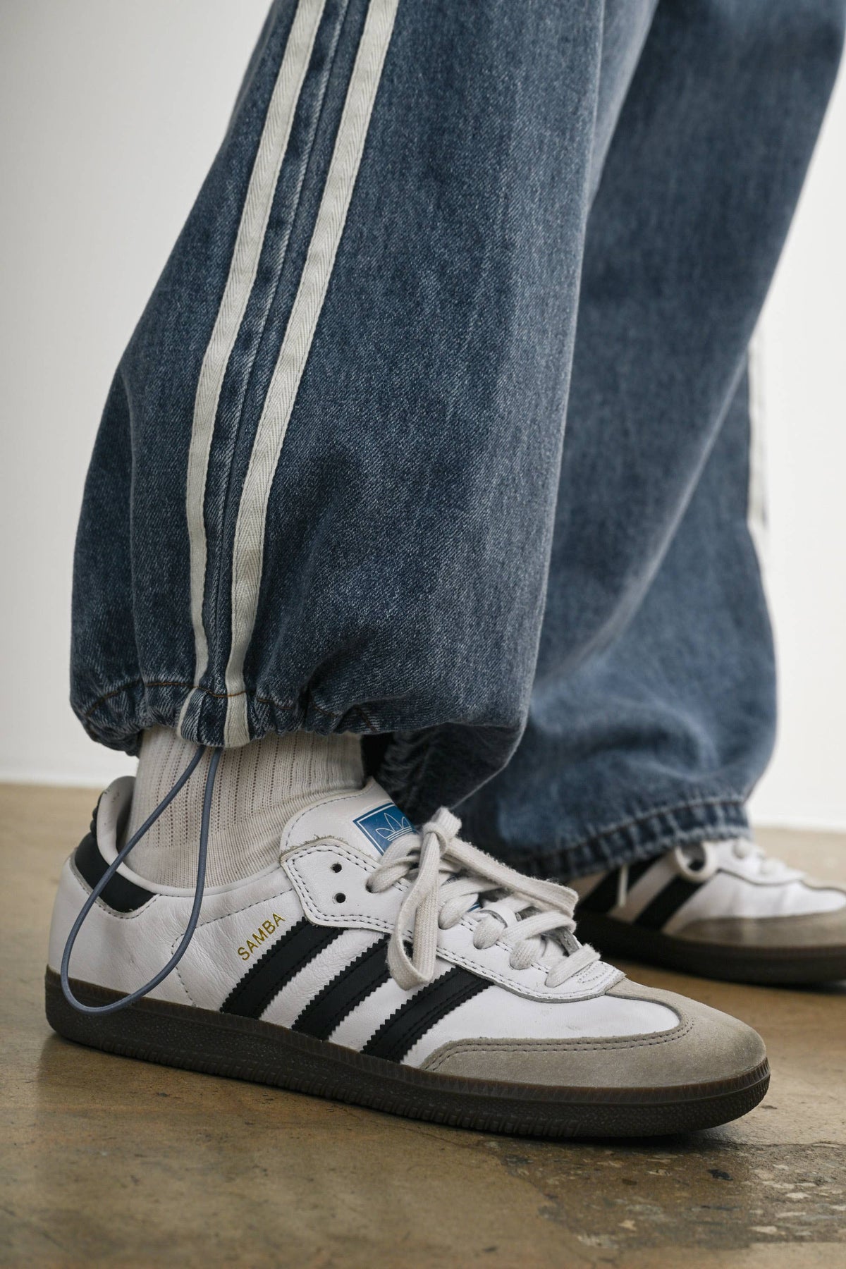 BUTTERMELON- Side Stripe Wide Leg Denim Pants