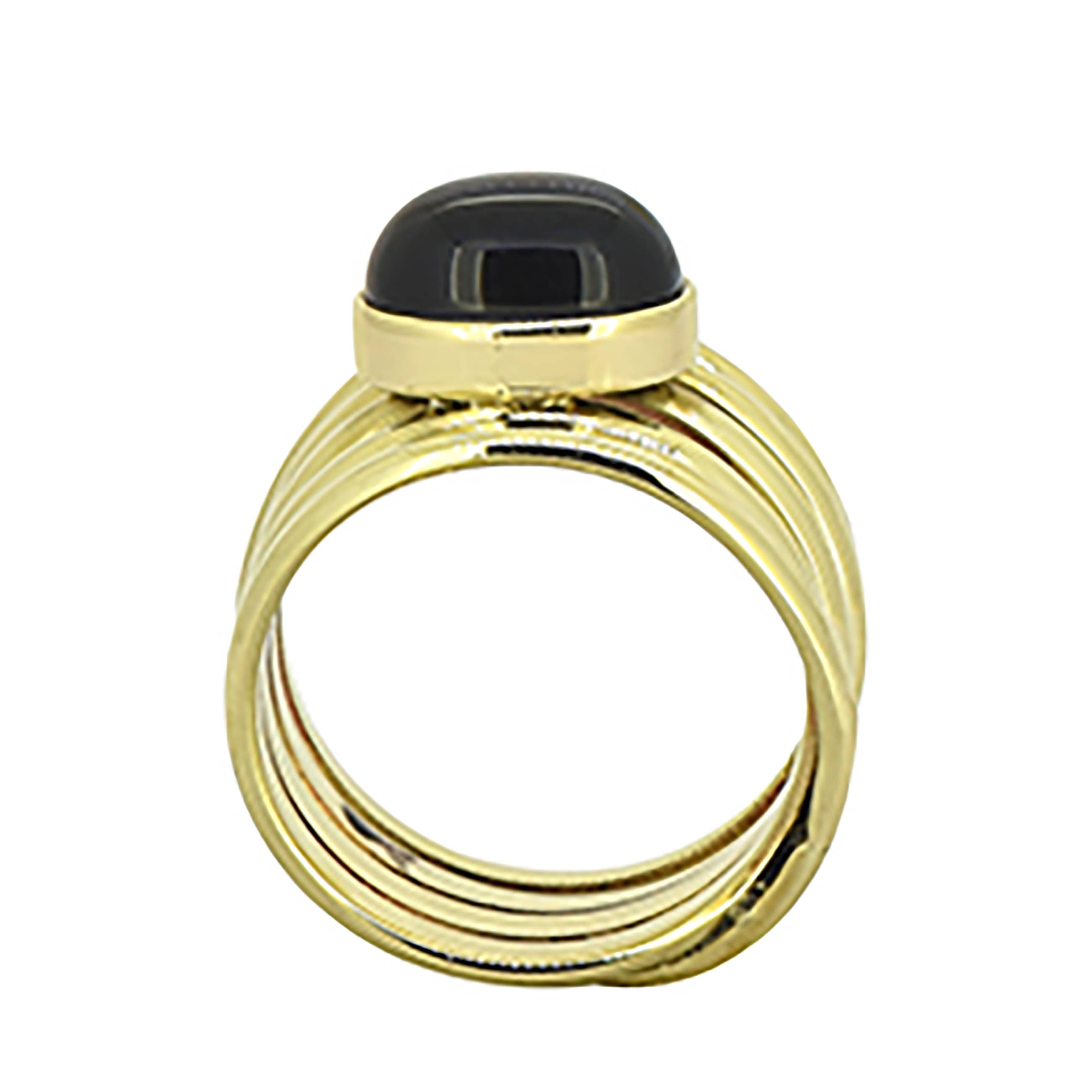 Tiramisu- Brass Black Onyx Gemstone Cocktail Ring