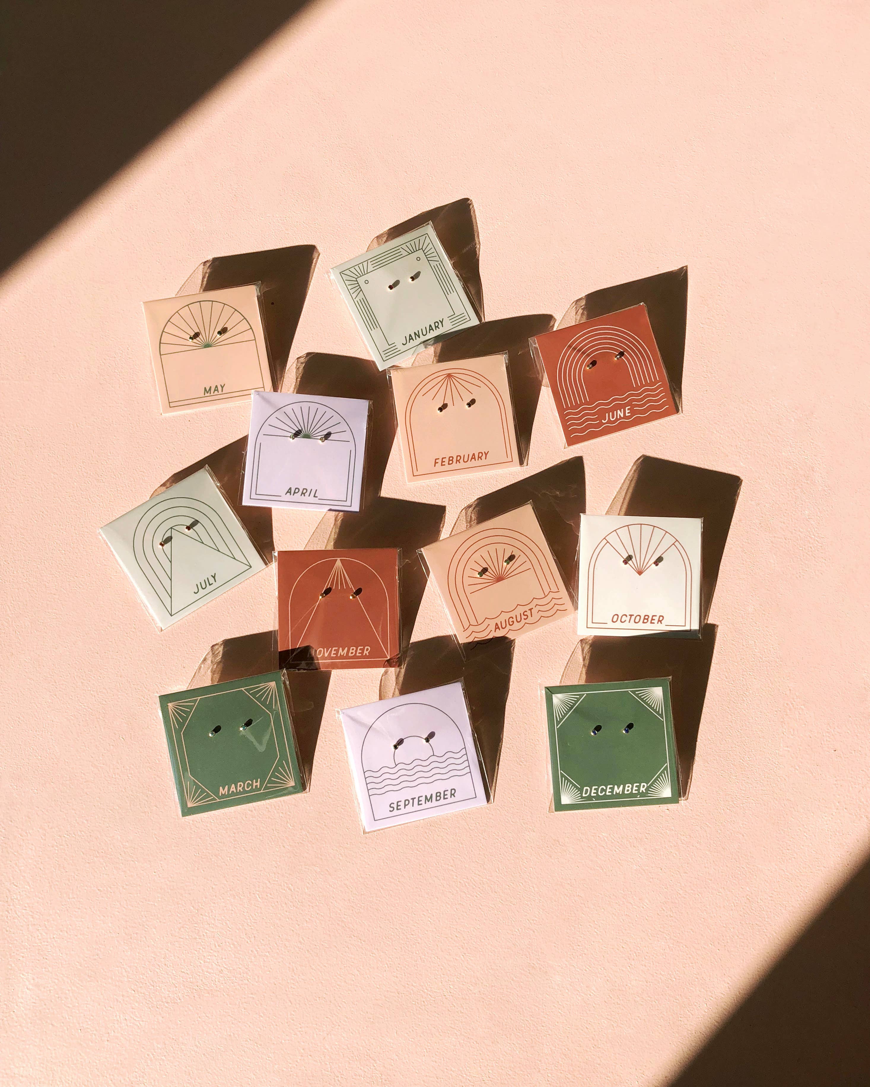 Land of Salt- Birthstone Stud Earrings in Gold - Choose Stone