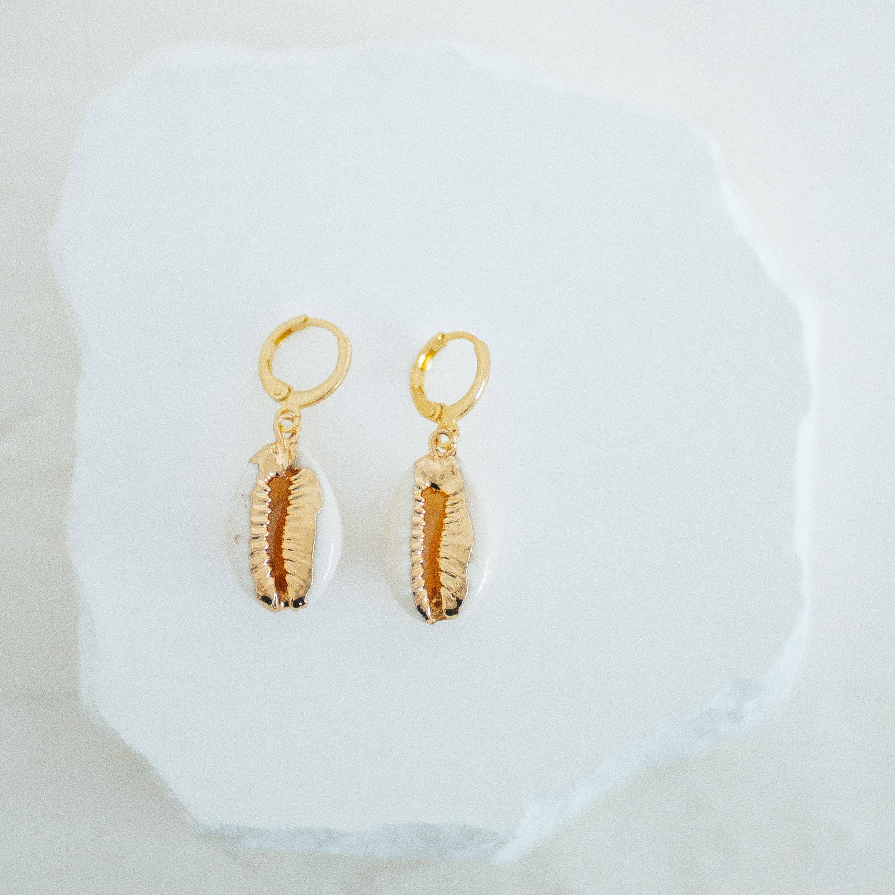 Reva Grey - Cowrie Shell Earring