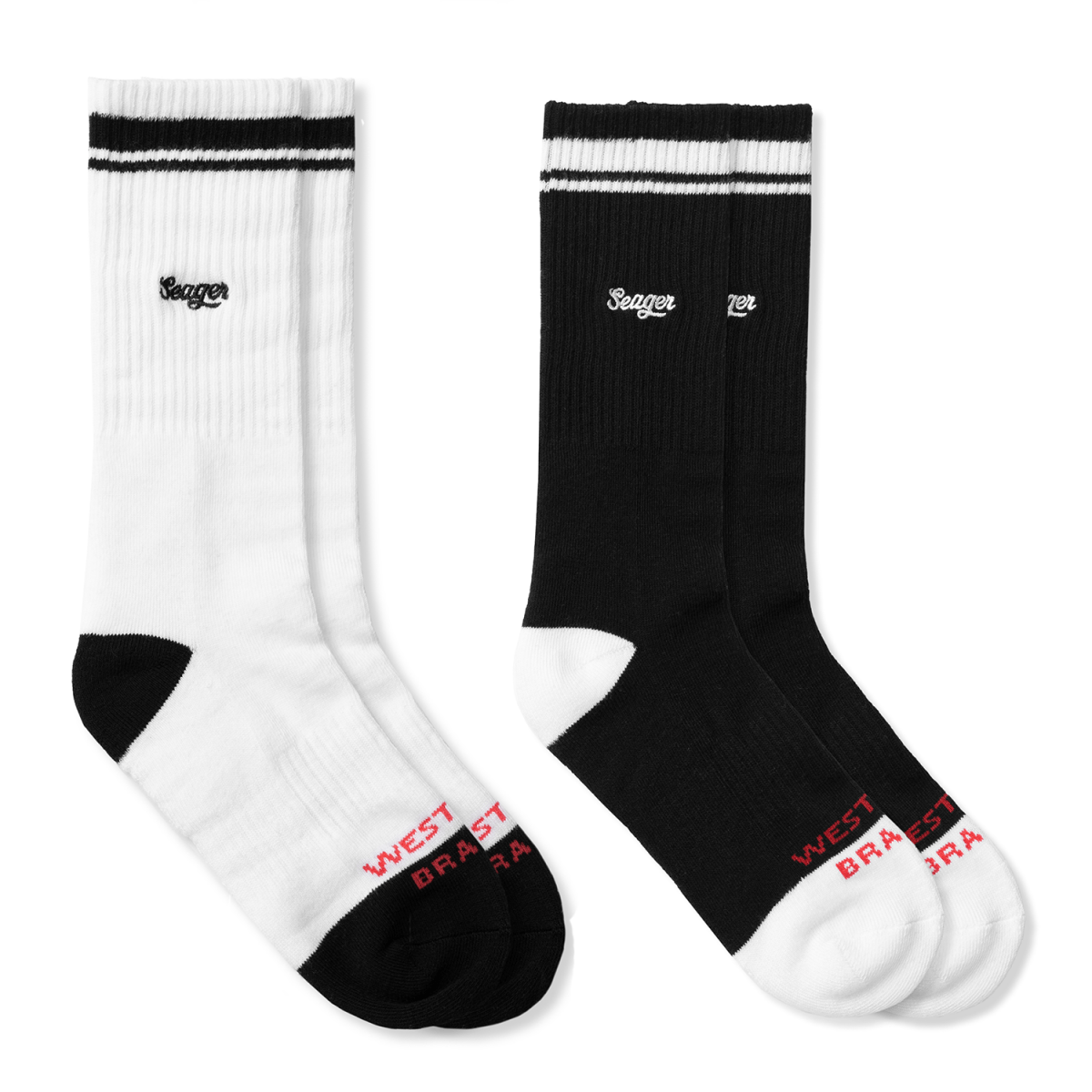 Seager- Daily Crew Socks 2-Pack-Black/White