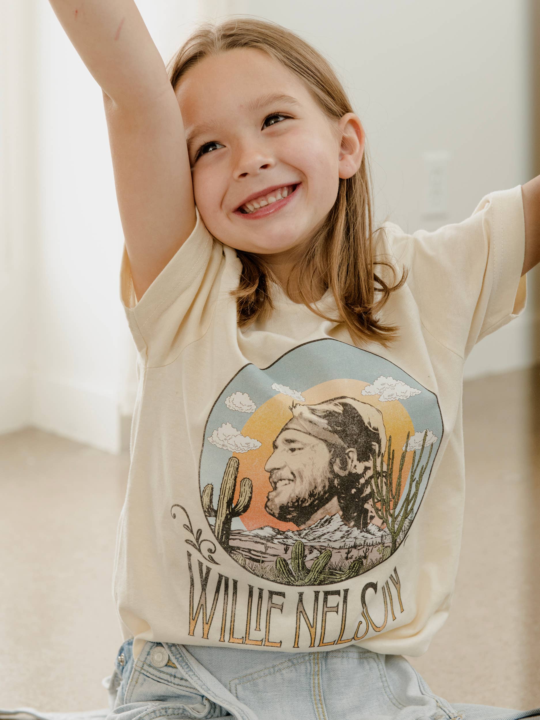 LivyLu- Children's Willie Nelson In the Sky Oatmeal Graphic Tee