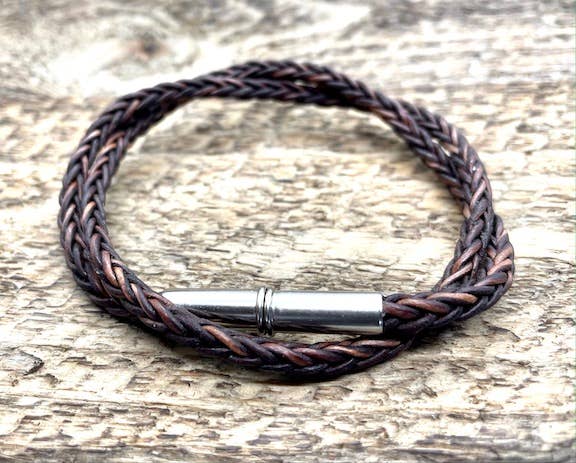 Tres Cuervos- Flint Silver Braided Bracelet