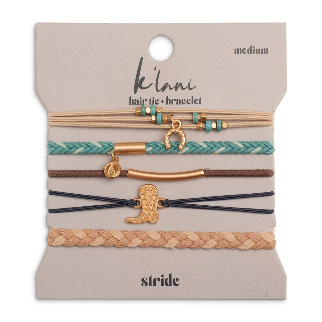 K'lani- "Stride" Turquoise with Gold Cowboy Boot Hair Tie Bracelets