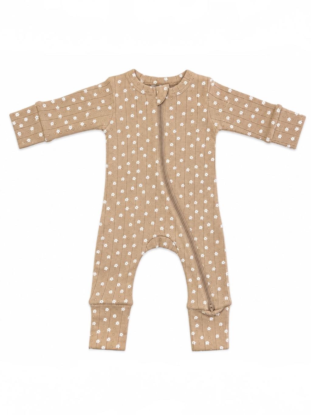 SIIX Collection- Almond Bloom / Organic Pointelle 2-Way Zip Romper