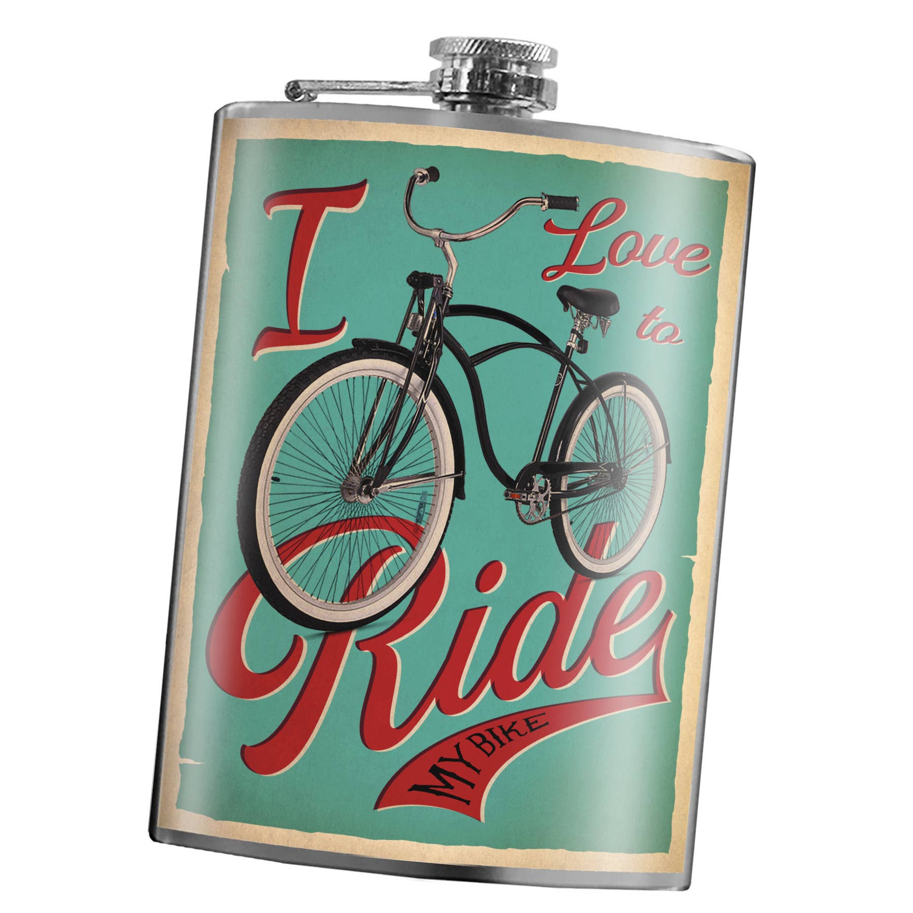 Lucky Jack- Flask - I Love to Ride My Bike