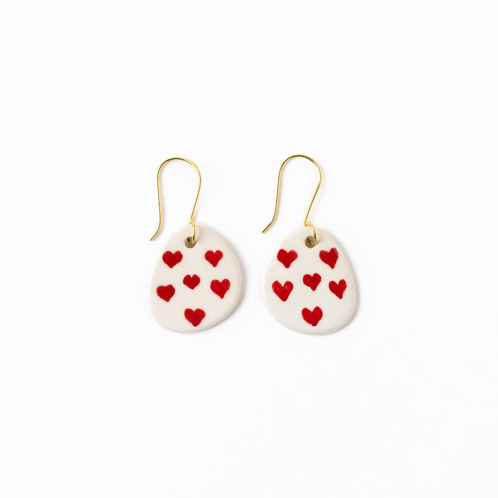 INK + ALLOY- Danielle Round Ceramic Earrings With Hearts Wholesale
