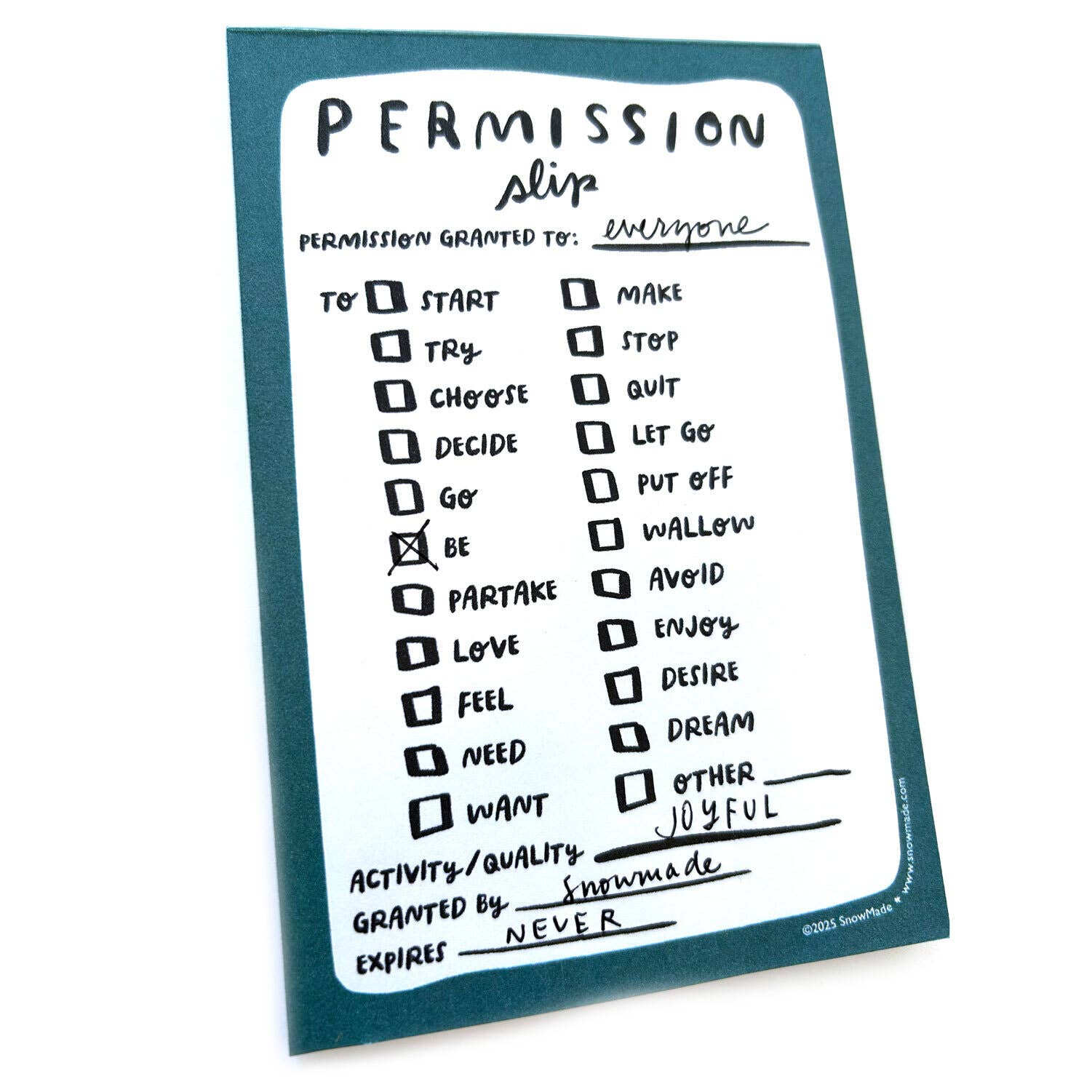 SnowMade- Permission Slips Notepad