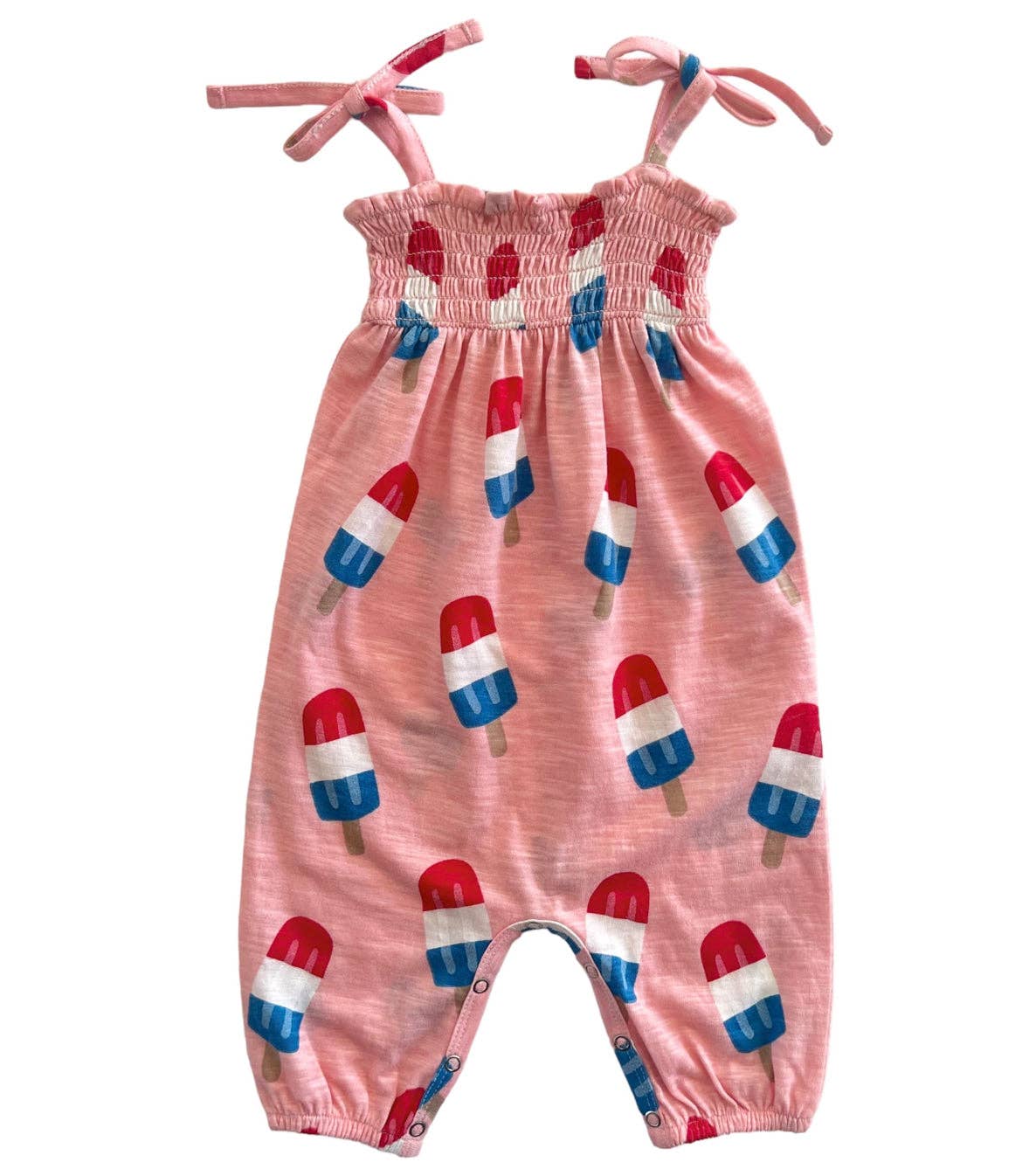 SIIX Collection- Popsicle Pink / Organic Smocked Jumpsuit