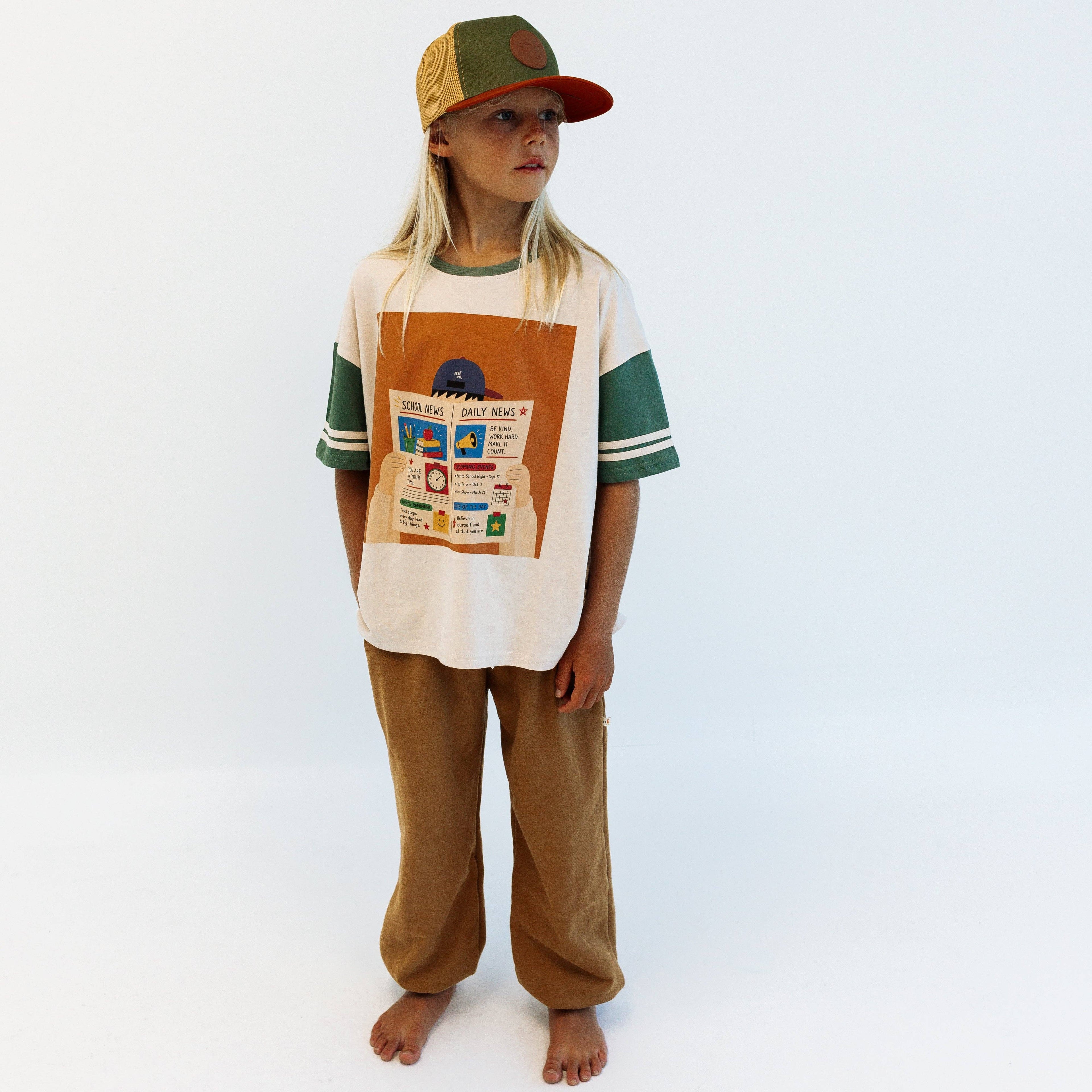 Minimalist Folk Co.- School Tribune | GREEN | OVERSIZED KIDS TEE