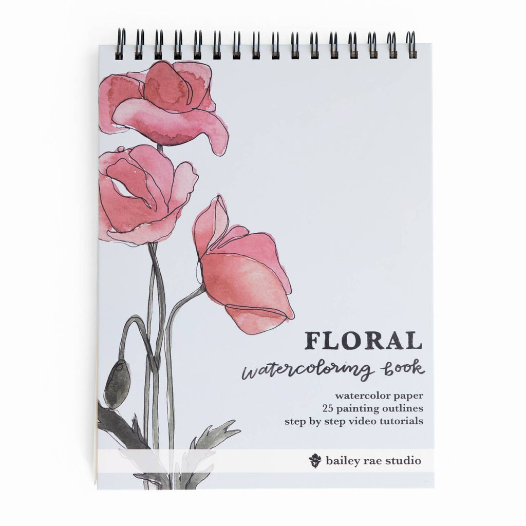 Bailey Rae Studio- Floral Watercoloring Book - Outlines with Video Tutorials