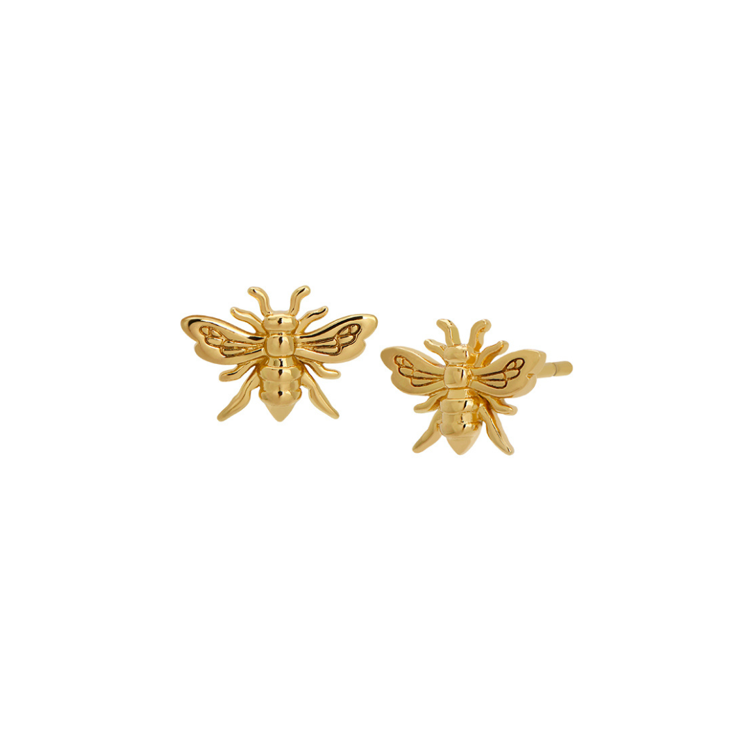 Land of Salt- Honey Bee Stud Earrings in Gold