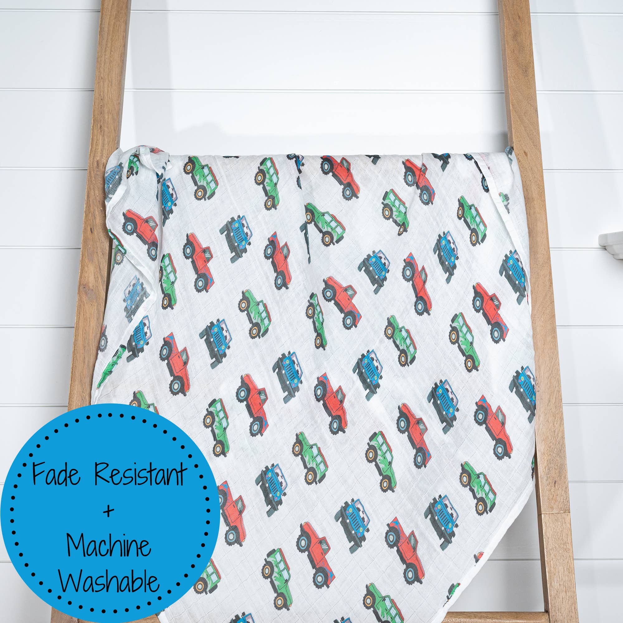 LollyBanks- Vroom Vroom Zoom Baby Muslin Swaddle Blanket