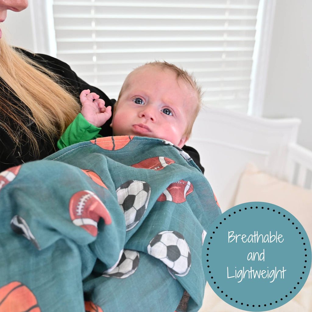 LollyBanks- Baby Muslin Swaddle Blanket 47x47 Little Athlete