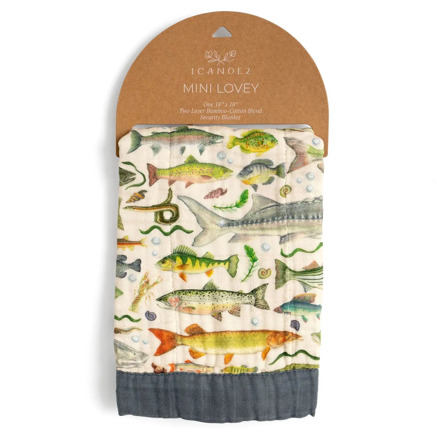 1canoe2- Freshwater Fish Baby Lovey Muslin Blanket
