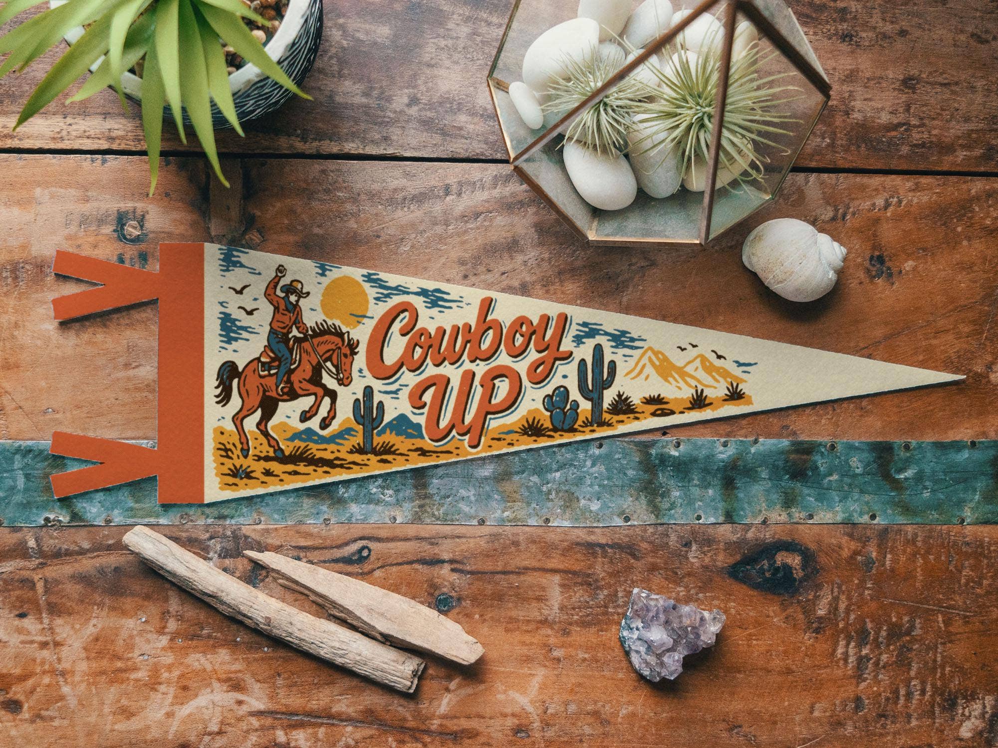 Benoit's Design Co.- Cowboy Up Felt Pennant