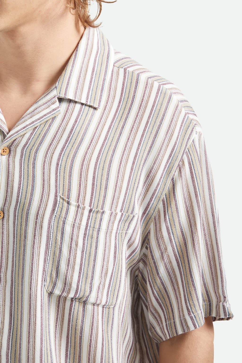 Brixton- Bunker Twisted Strip Camp Collar Shirt