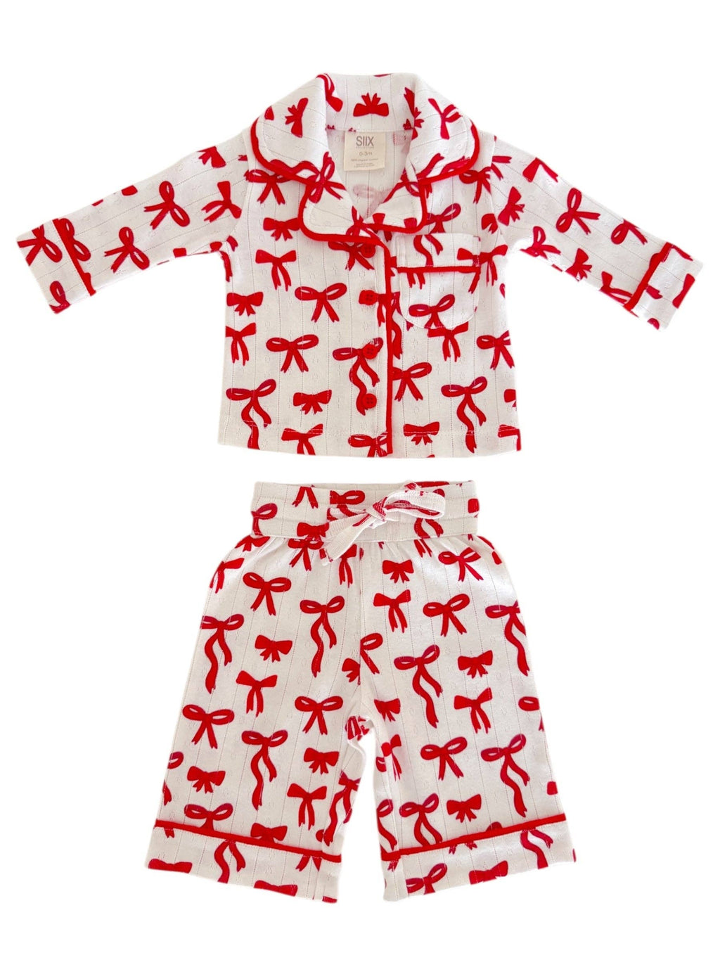 SIIX Collection- Red Bows / Organic Pointelle Lounge Set