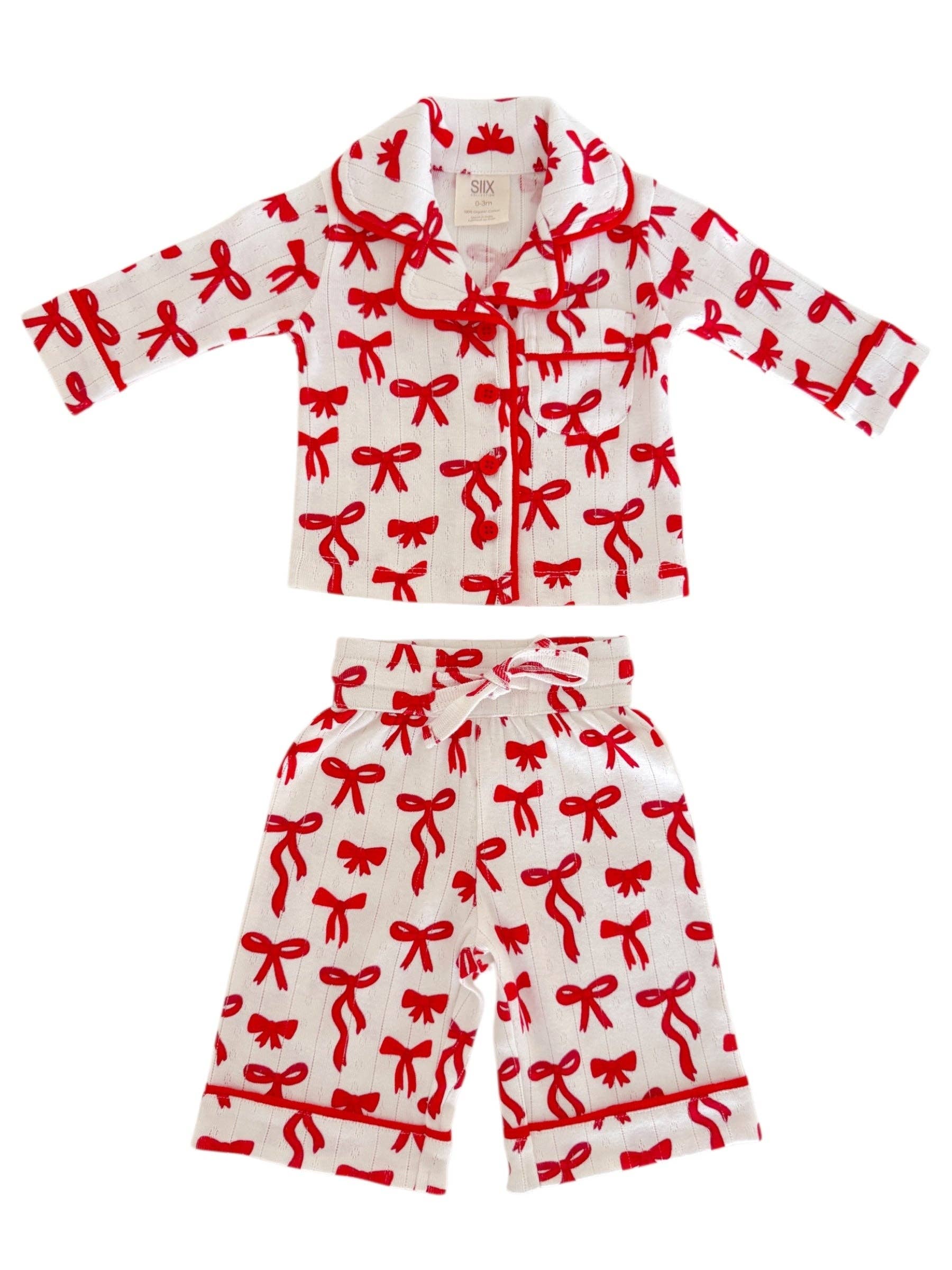 SIIX Collection- Red Bows / Organic Pointelle Lounge Set