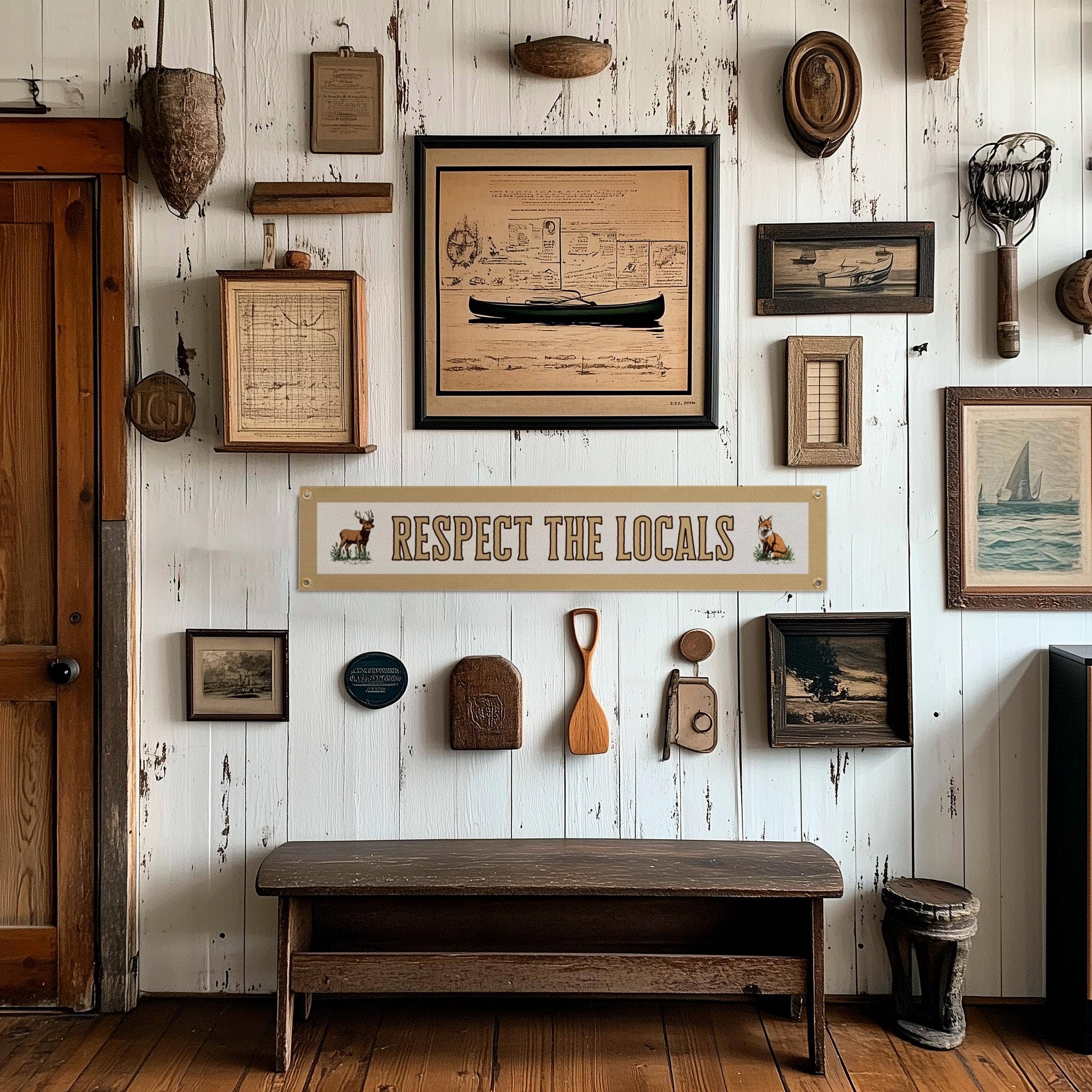 Benoit's Design Co.- Respect The Locals Banner – Vintage Felt Flag