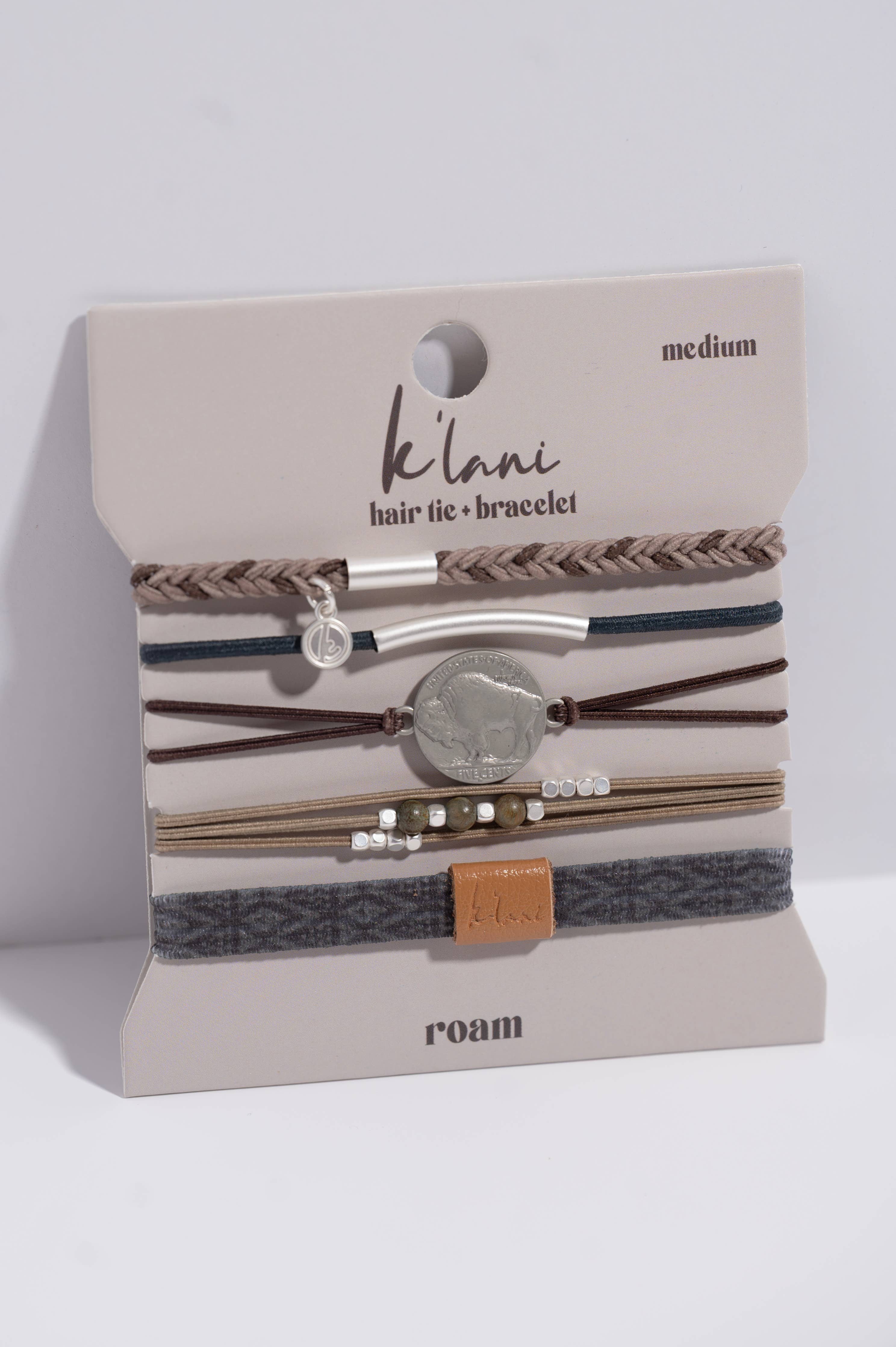K'Lani- "Roam" Earthy Buffalo Hair Tie Bracelets