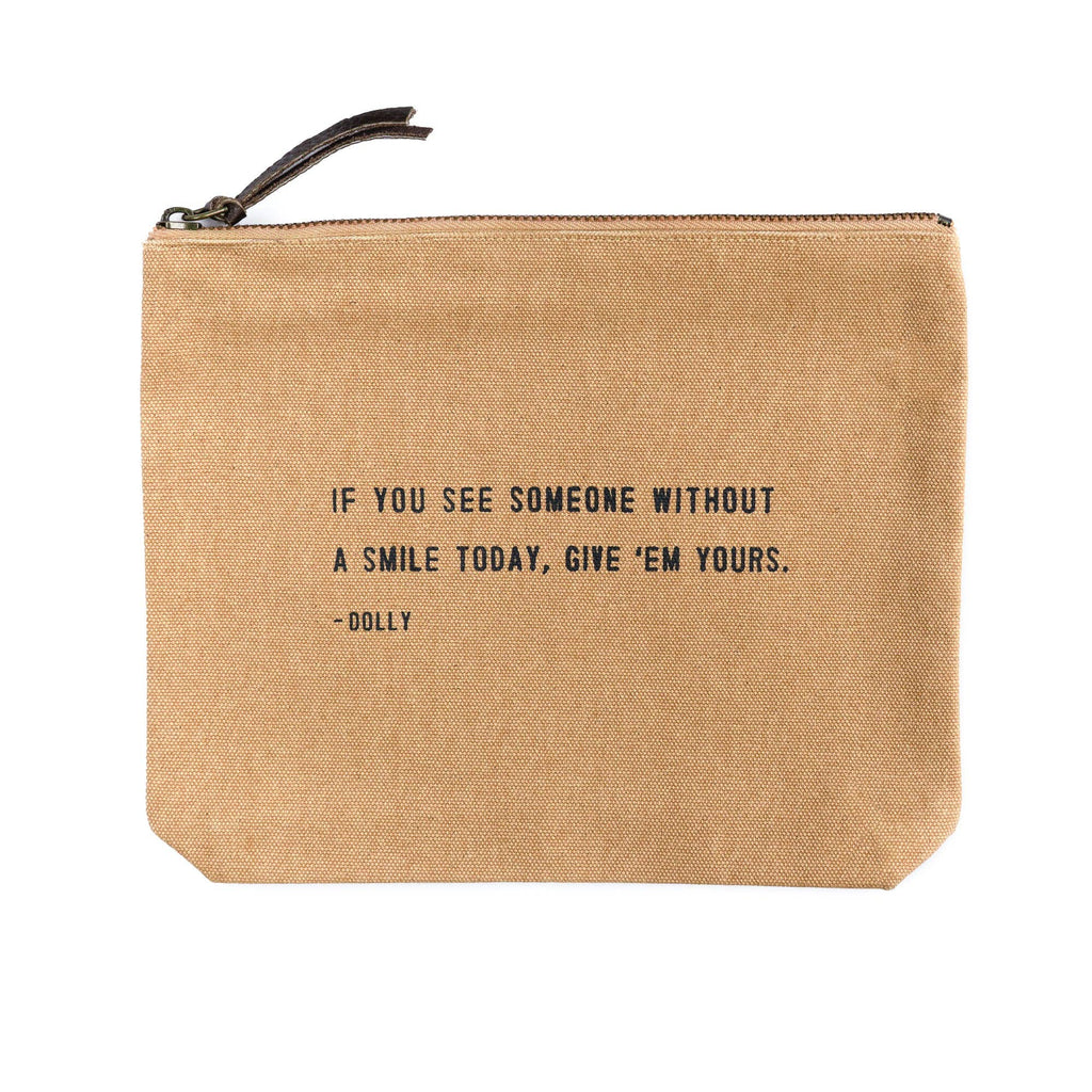 Sugarboo & Co- If You See Someone Without A Smile  Canvas Zip Bag- Blush
