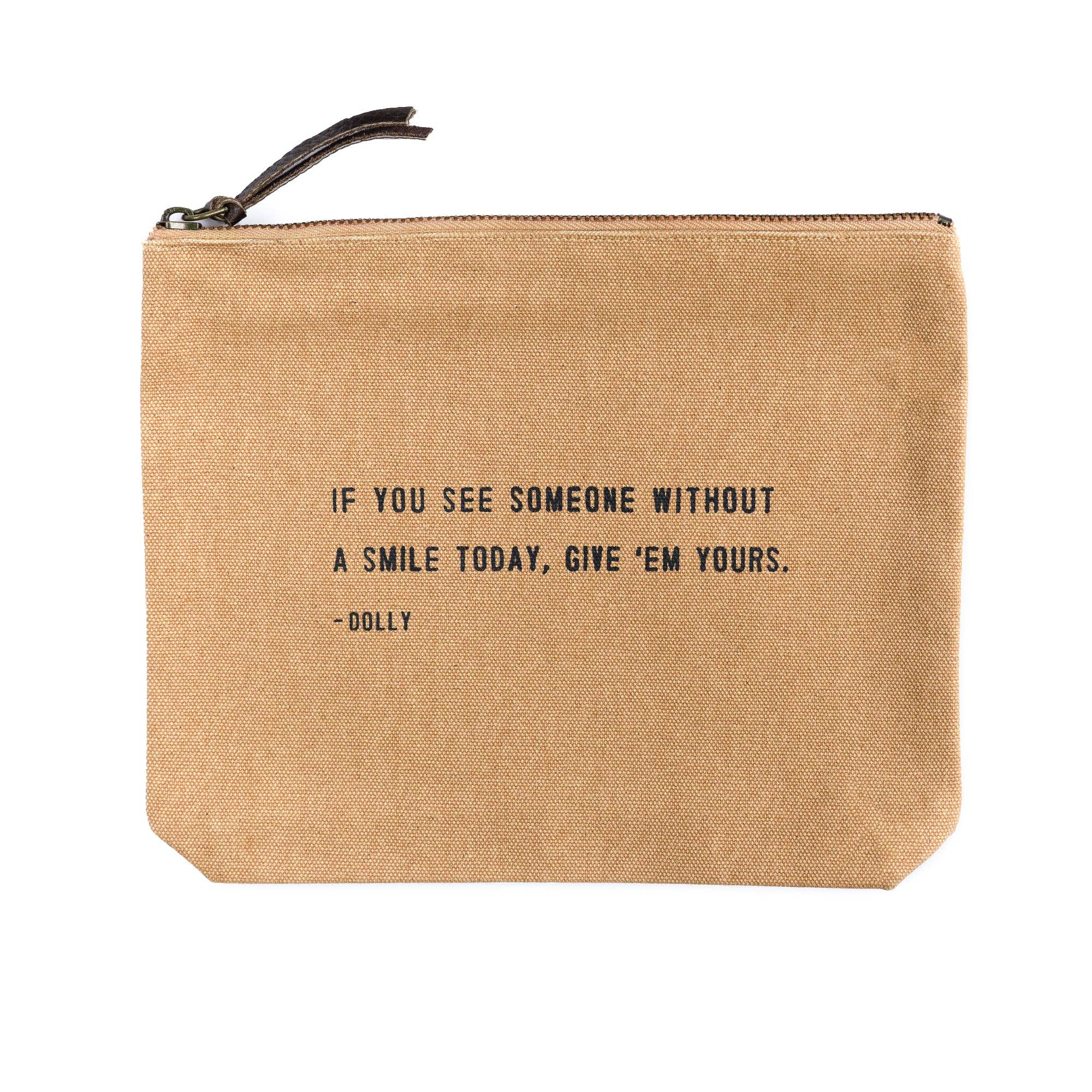 Sugarboo & Co- If You See Someone Without A Smile  Canvas Zip Bag- Blush