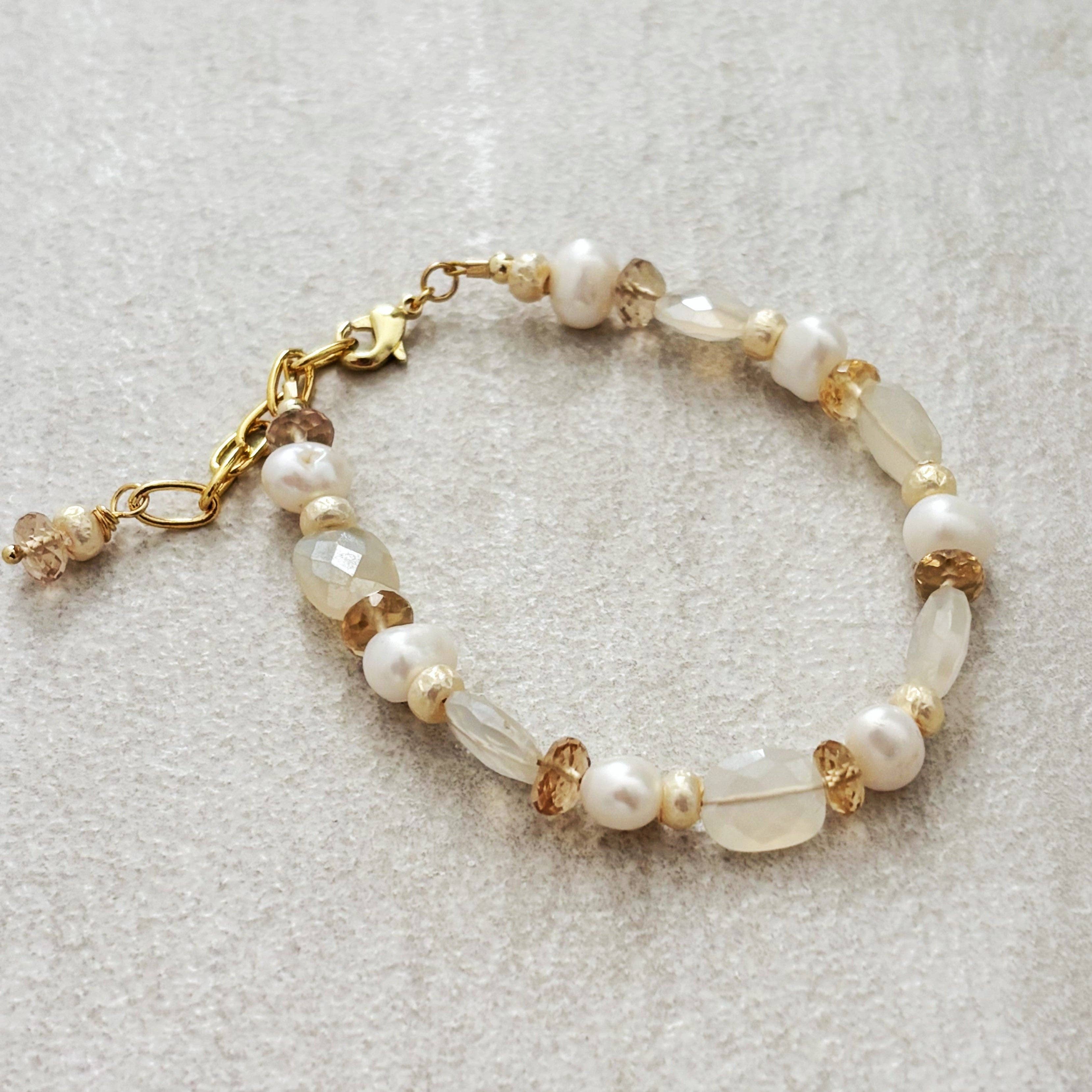 The Silver Wren- Neutral Stone Beaded Bracelet