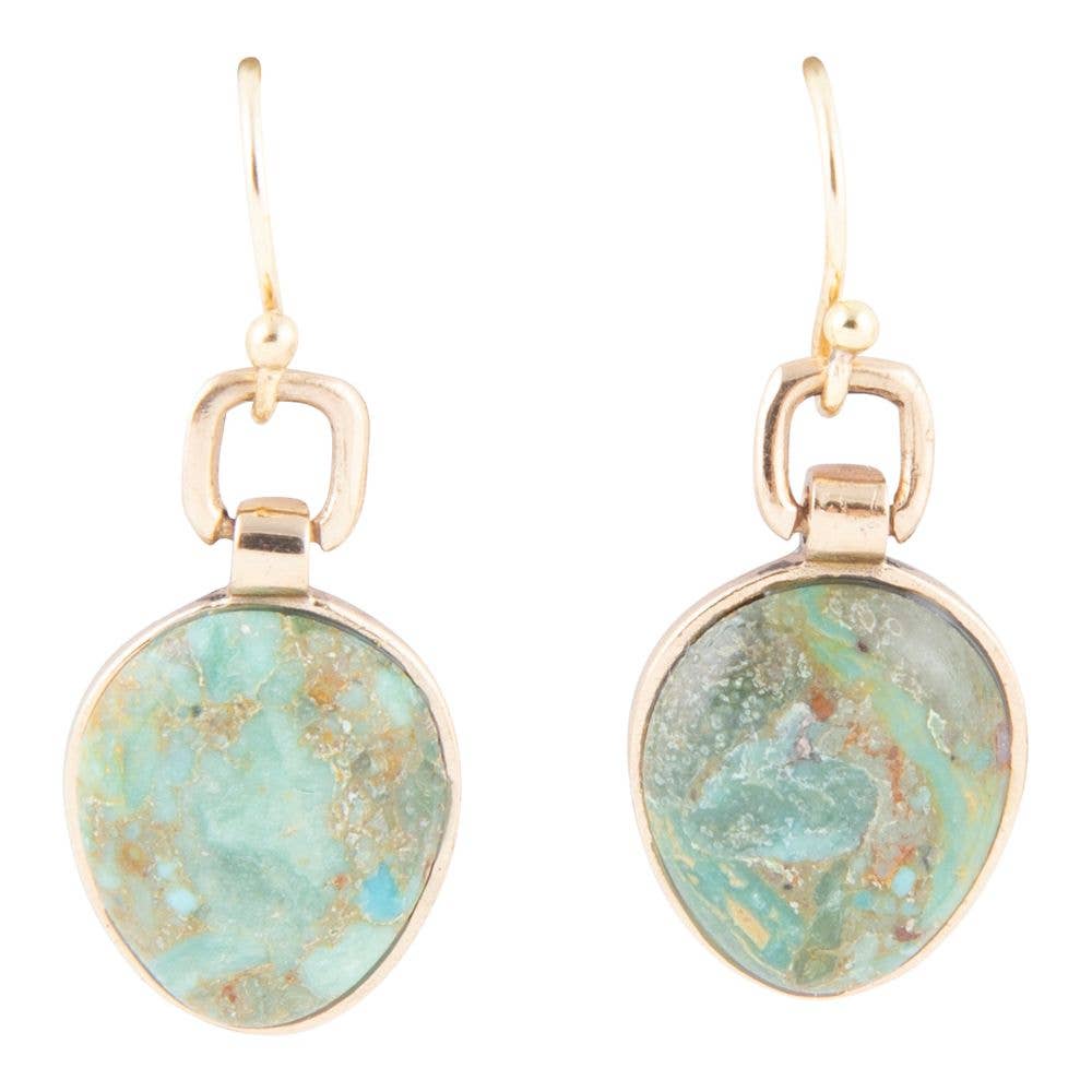 Barse Jewelry- Drops of Blue Turquoise Golden Bronze Drop Earrings