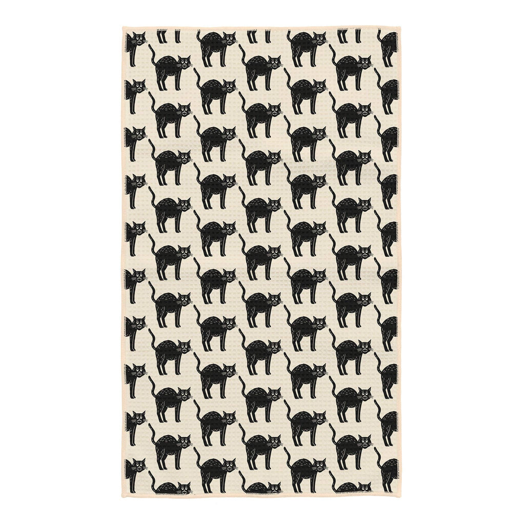 Trek Light- Kitchen Tea Towel Quick Dry | Black Cats | Halloween