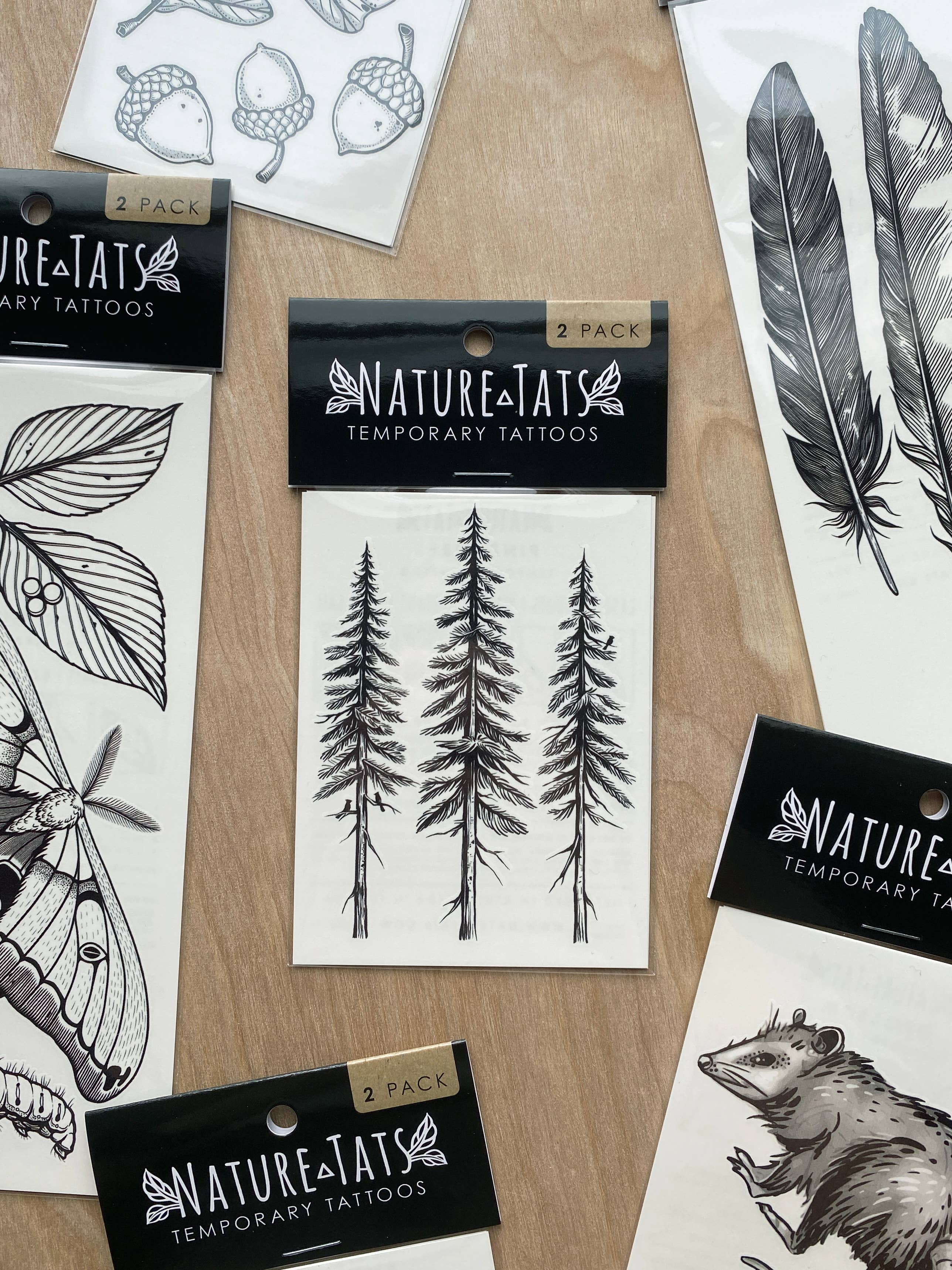 NatureTats - Pine Trees Temporary Tattoo