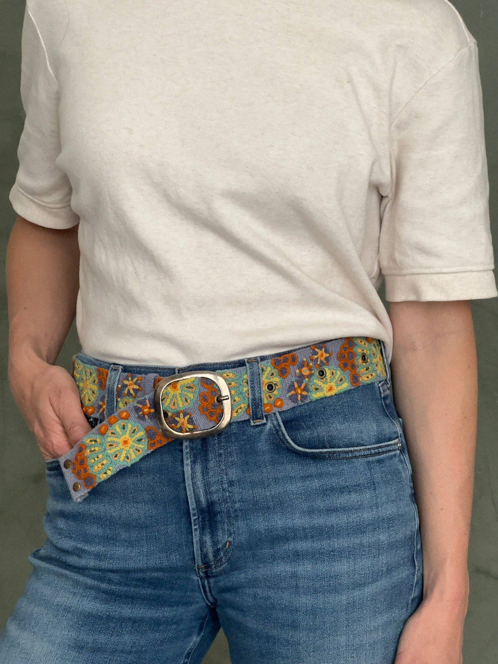 Jenny Krauss- Cool Breeze Embroidered Wool Belt