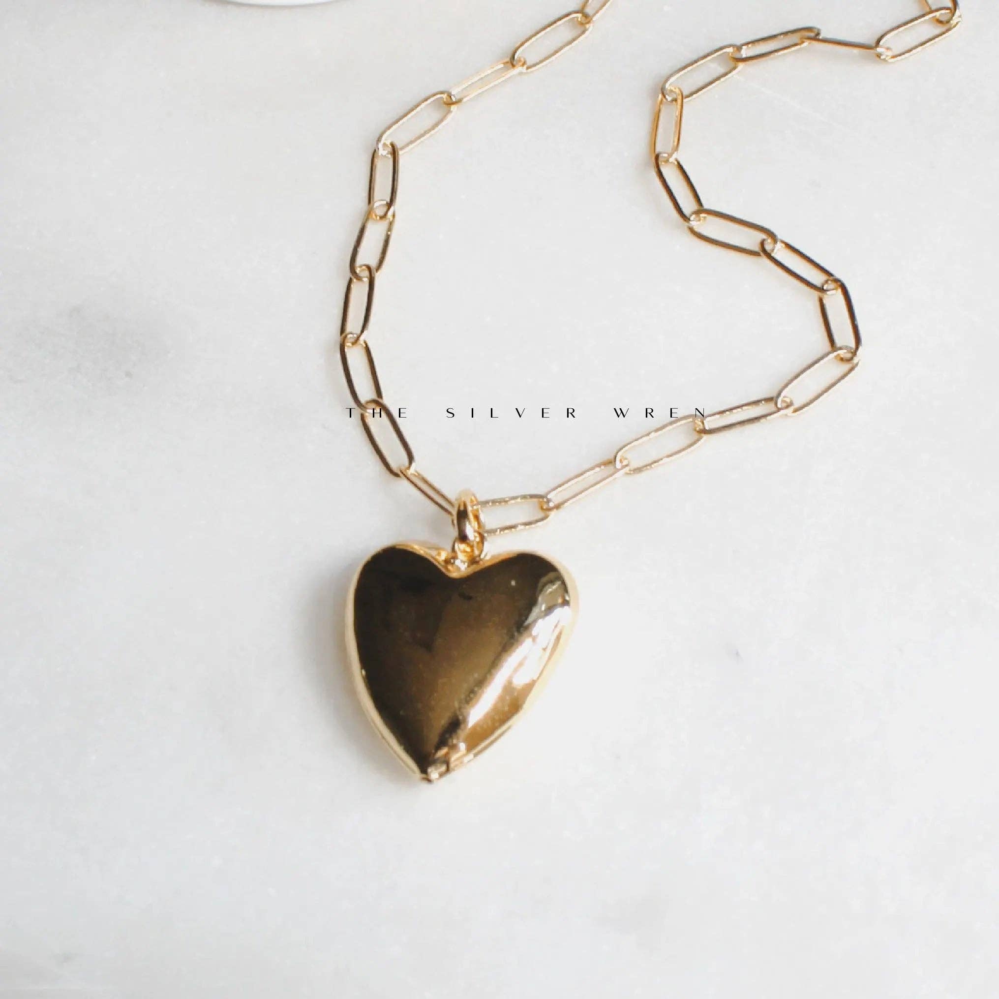 The Silver Wren- Large Puffy Heart Pendant Necklace