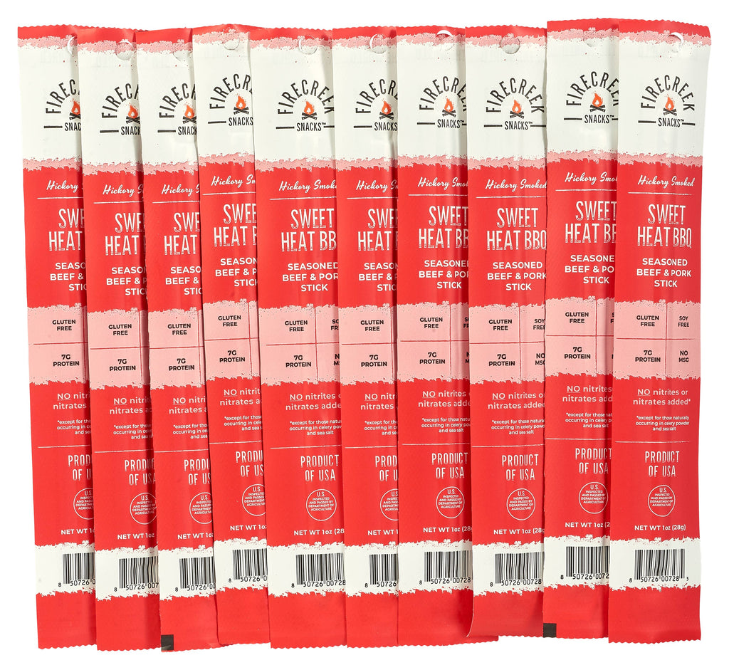 FireCreek Snacks- Sweet Heat BBQ Beef & Pork Meat Sticks - 20ct Protein Snacks